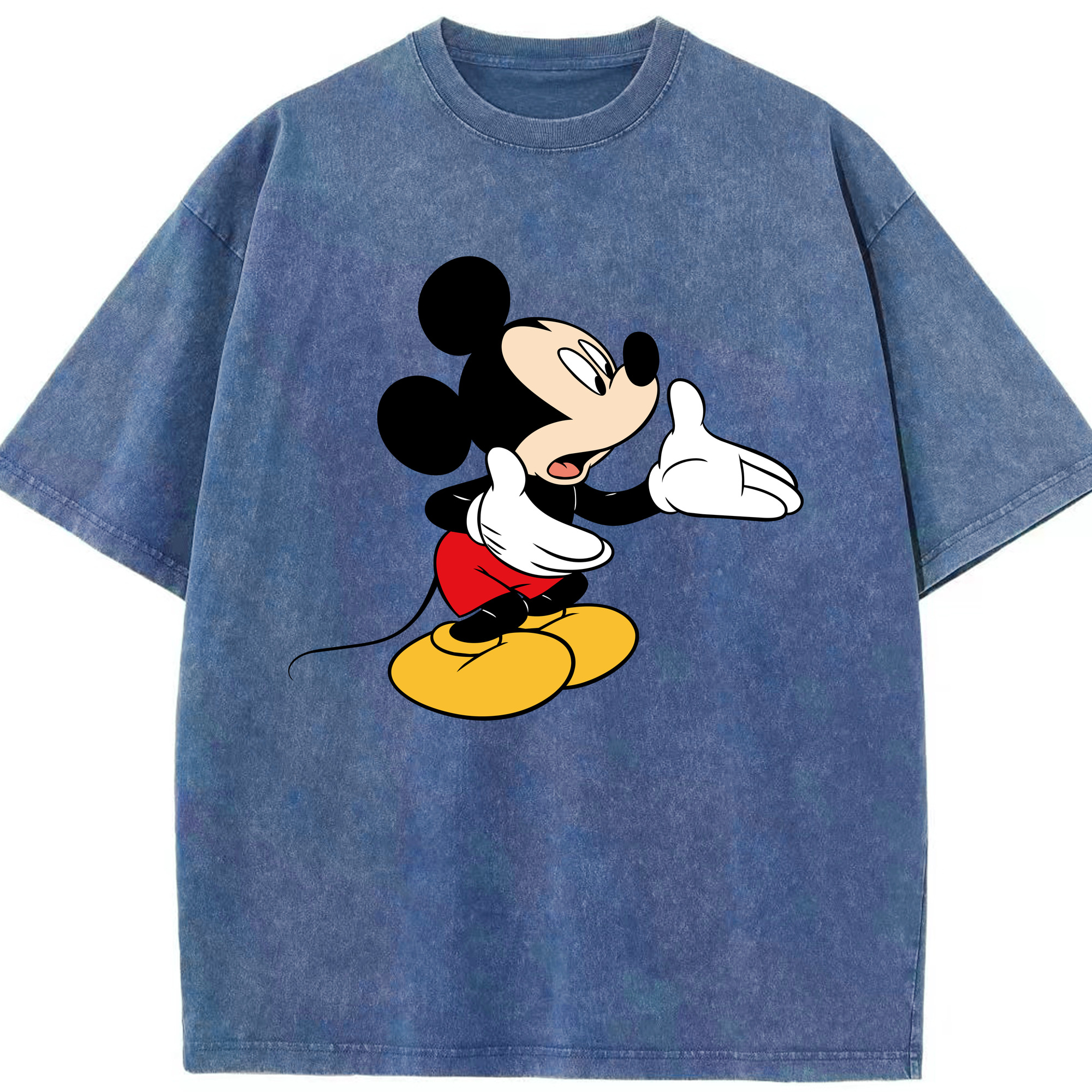 （画像用） ミッキーマウス Mickey Mouse 綿100% ヴィンテージ風 半袖Tシャツ（フロントプリント）