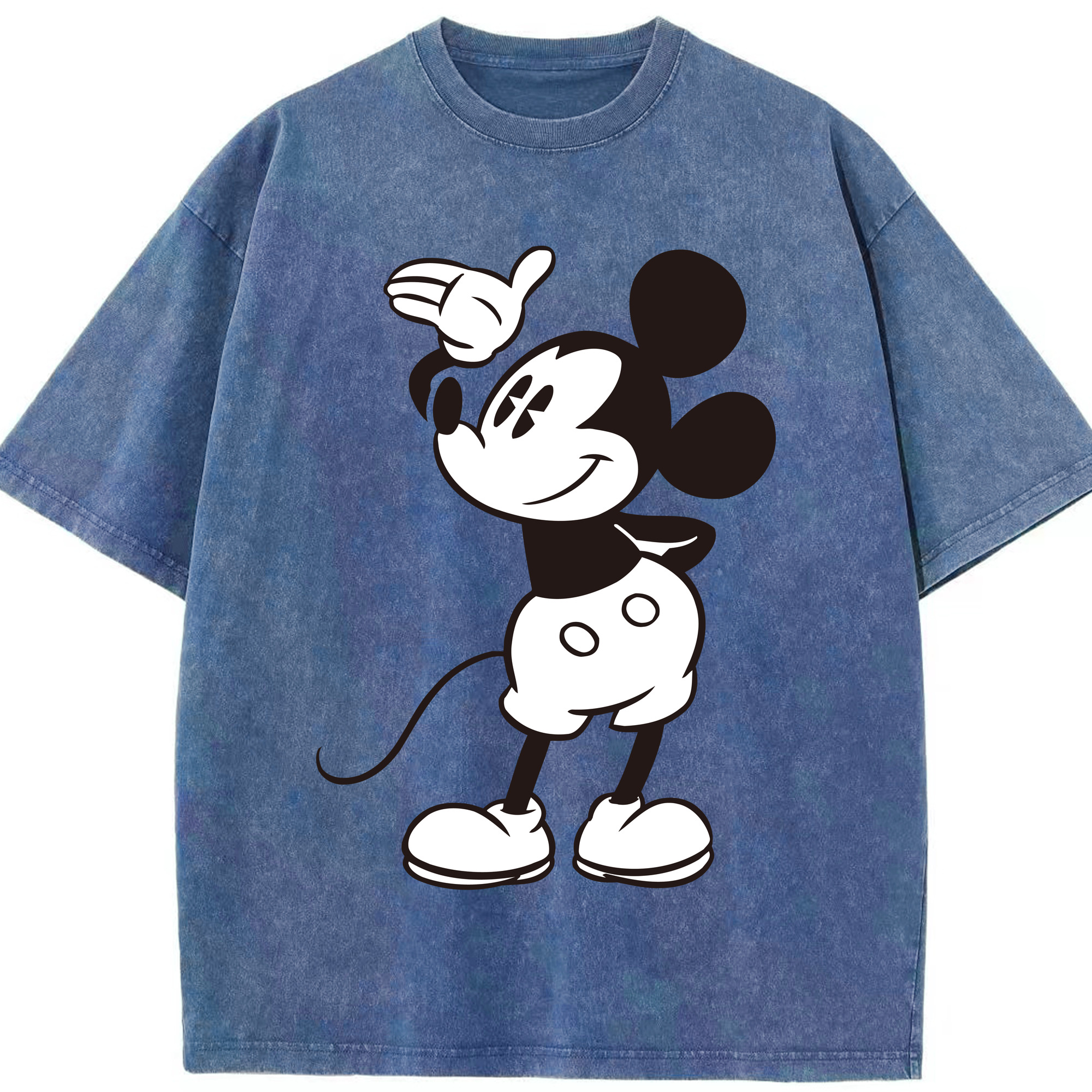 （画像用） ミッキーマウス Mickey Mouse 綿100% ヴィンテージ風 半袖Tシャツ（フロントプリント）