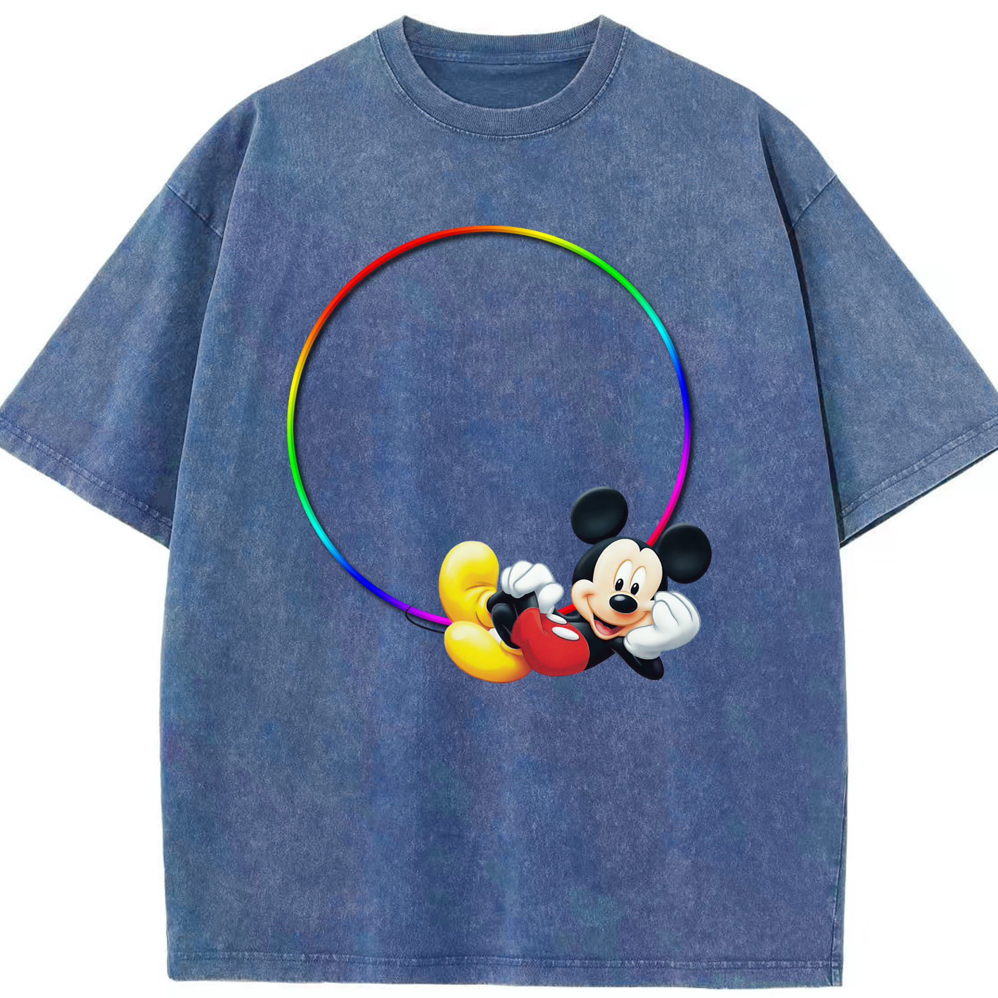 （画像用） ミッキーマウス Mickey Mouse 綿100% ヴィンテージ風 半袖Tシャツ（フロントプリント）