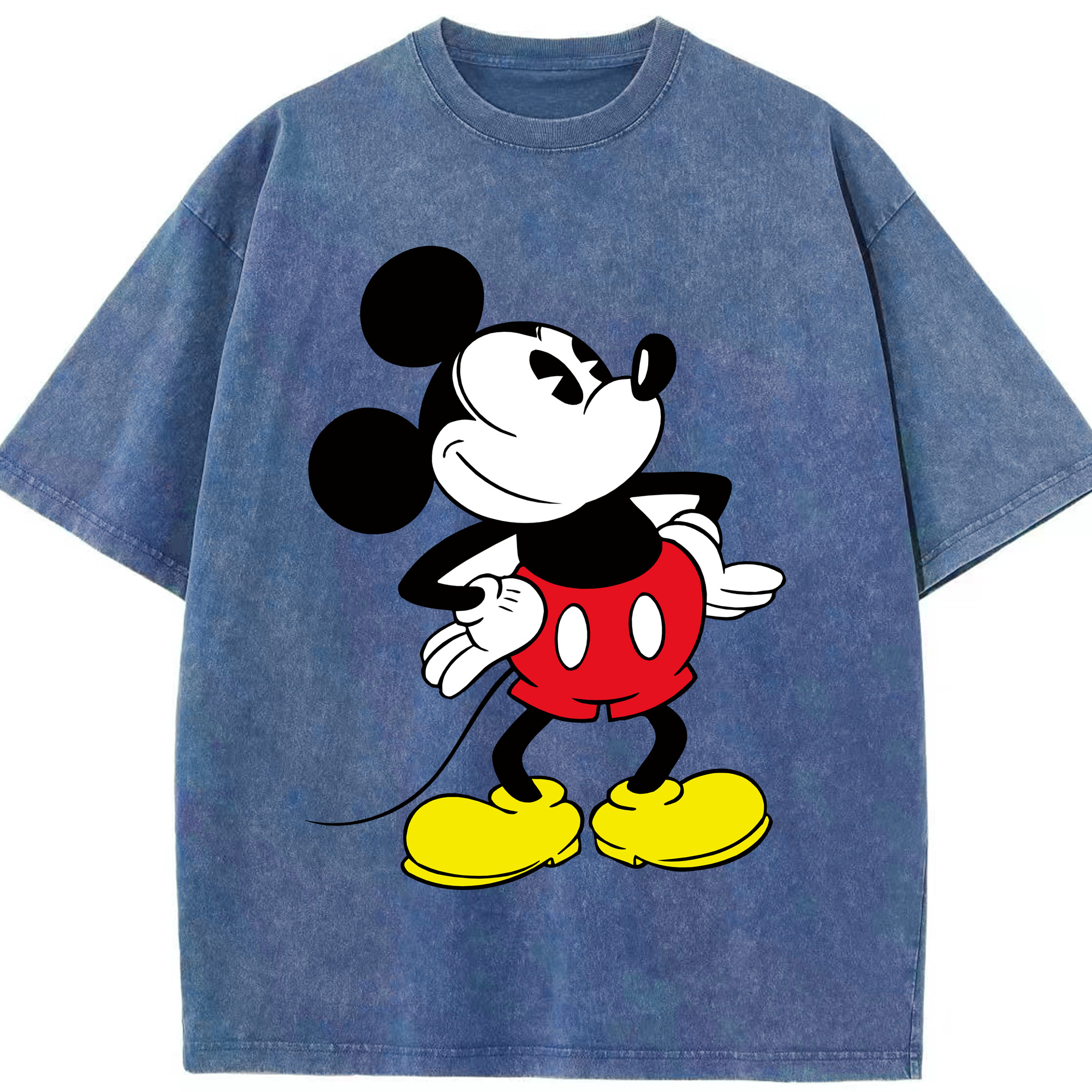 （画像用） ミッキーマウス Mickey Mouse 綿100% ヴィンテージ風 半袖Tシャツ（フロントプリント）