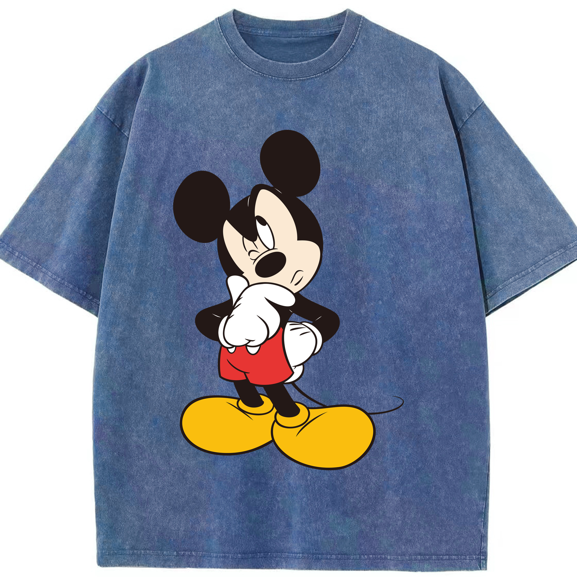 （画像用） ミッキーマウス Mickey Mouse 綿100% ヴィンテージ風 半袖Tシャツ（フロントプリント）