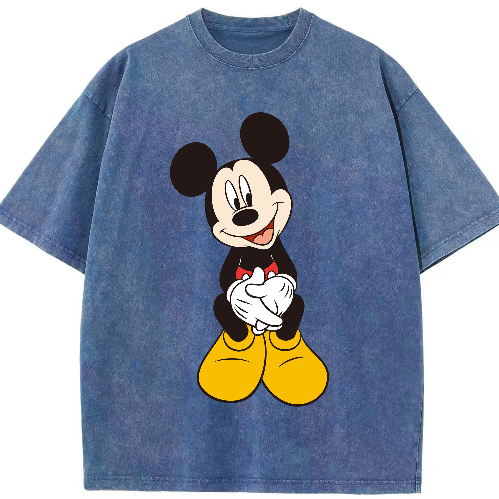 （画像用） ミッキーマウス Mickey Mouse 綿100% ヴィンテージ風 半袖Tシャツ（フロントプリント）