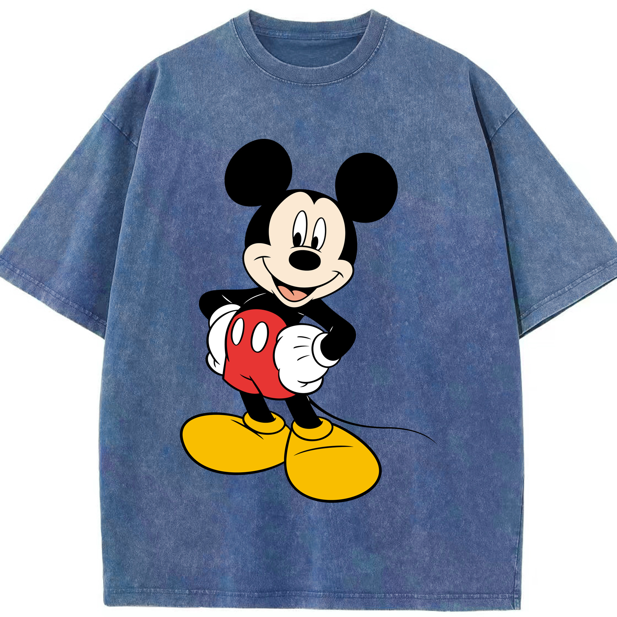 （画像用） ミッキーマウス Mickey Mouse 綿100% ヴィンテージ風 半袖Tシャツ（フロントプリント）