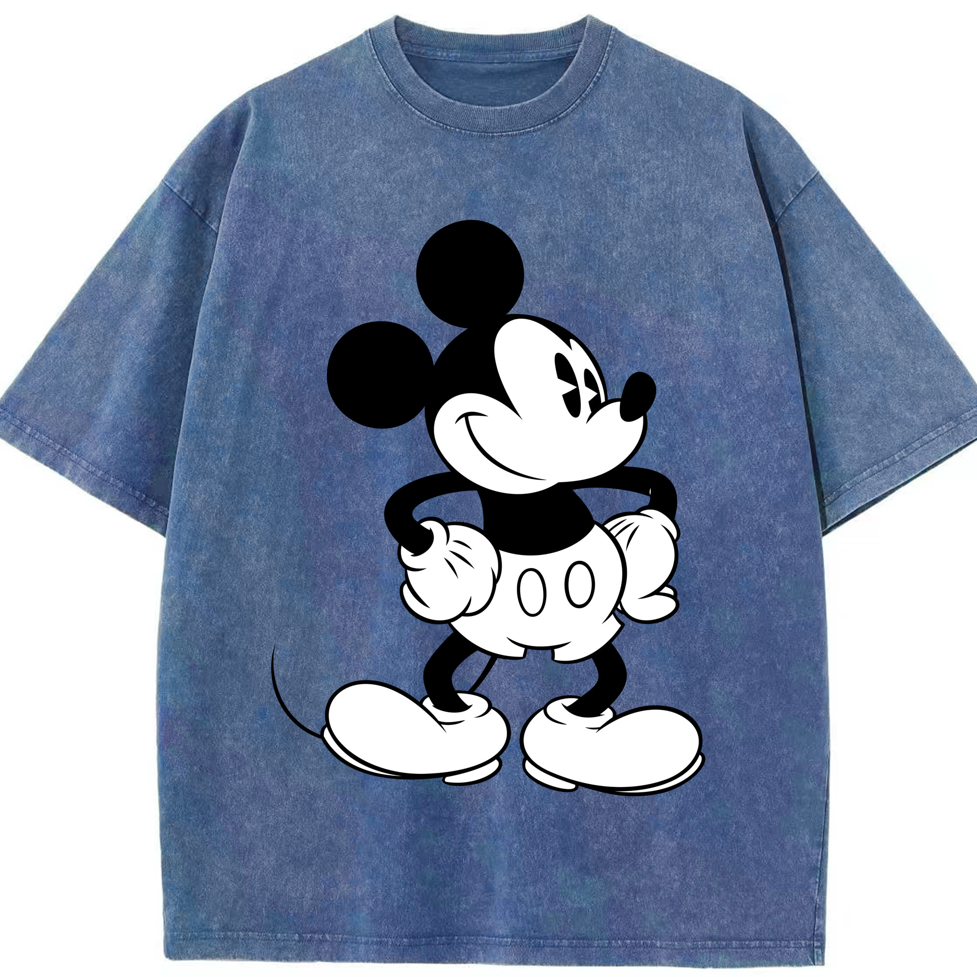 （画像用） ミッキーマウス Mickey Mouse 綿100% ヴィンテージ風 半袖Tシャツ（フロントプリント）