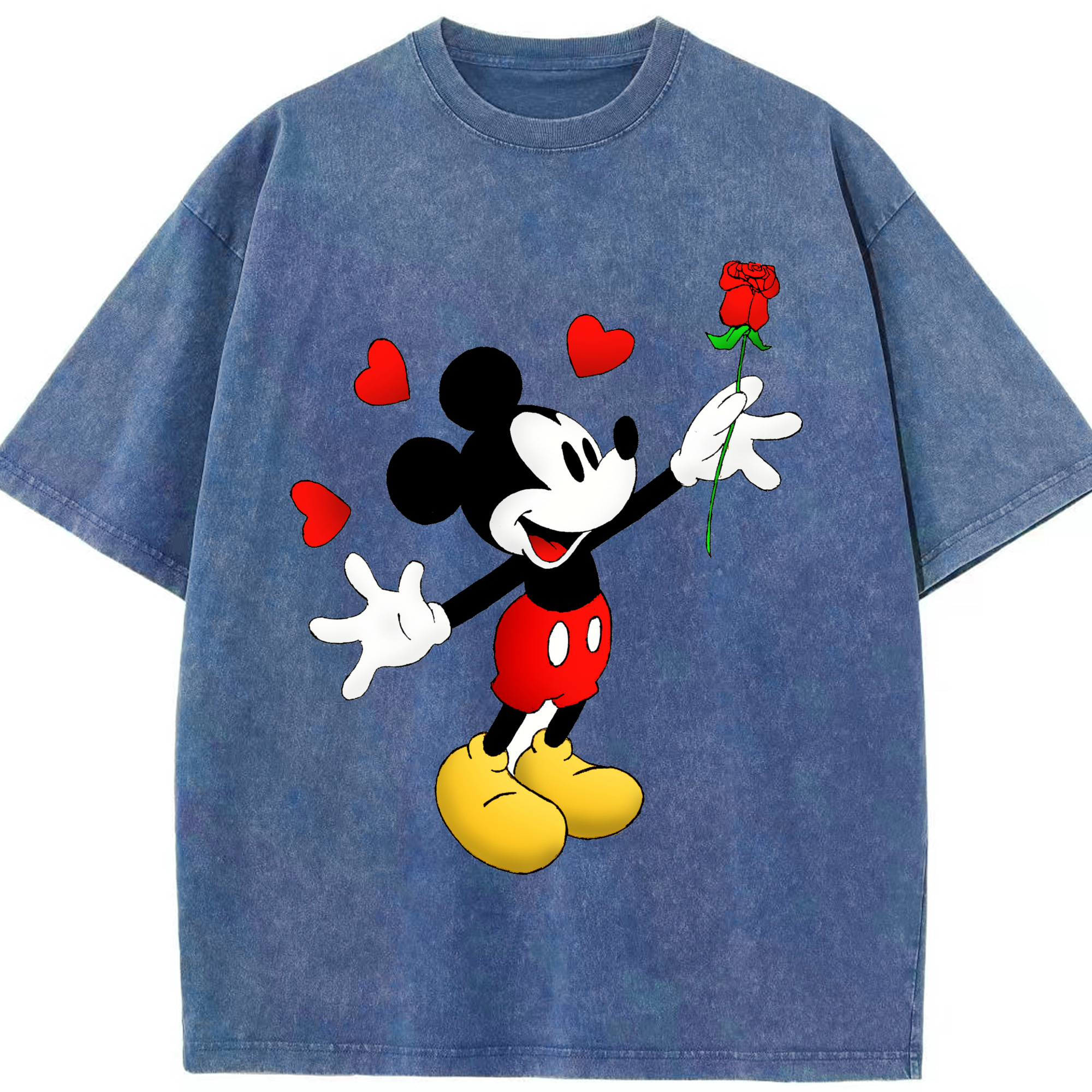 （画像用） ミッキーマウス Mickey Mouse 綿100% ヴィンテージ風 半袖Tシャツ（フロントプリント）