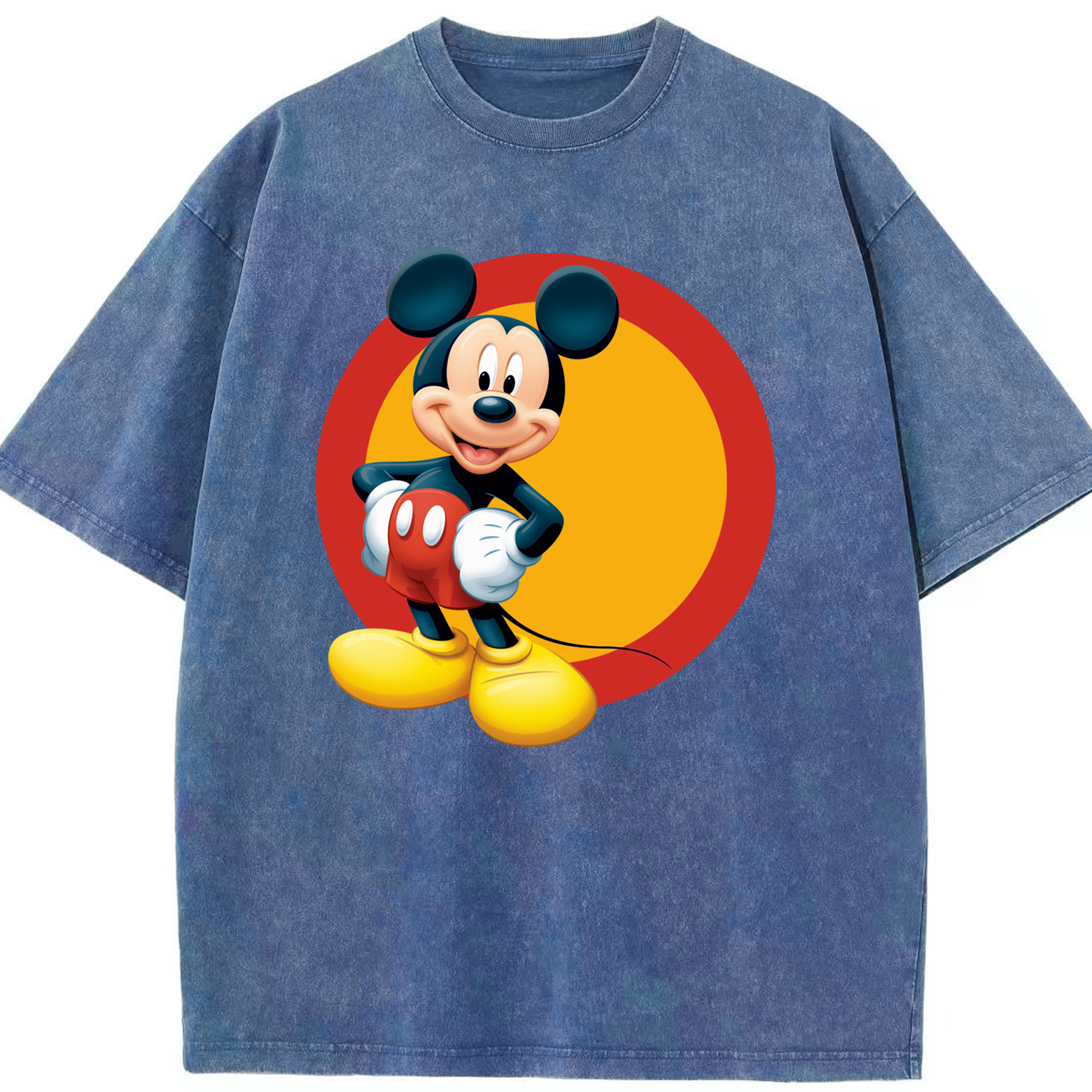 （画像用） ミッキーマウス Mickey Mouse 綿100% ヴィンテージ風 半袖Tシャツ（フロントプリント）