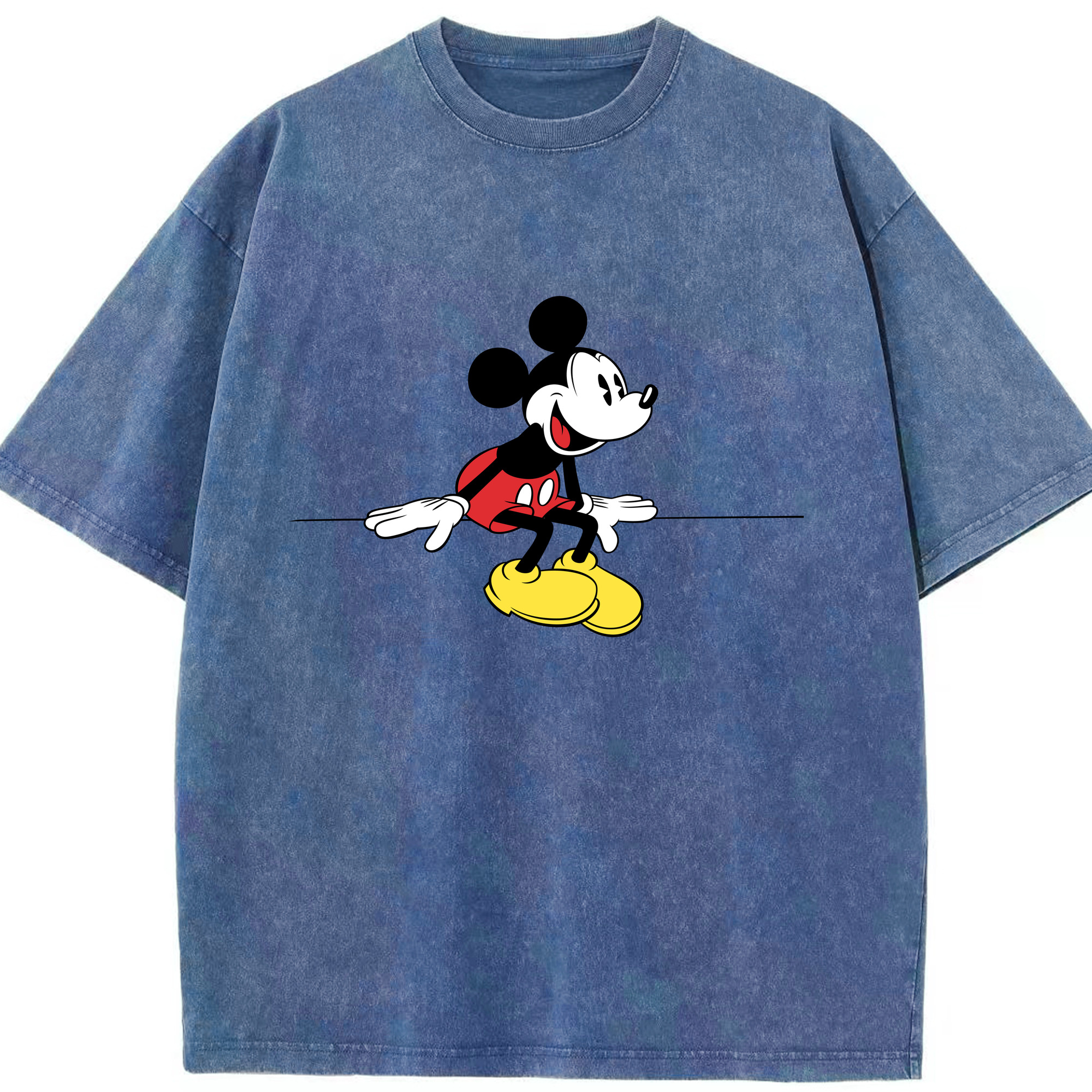 （画像用） ミッキーマウス Mickey Mouse 綿100% ヴィンテージ風 半袖Tシャツ（フロントプリント）