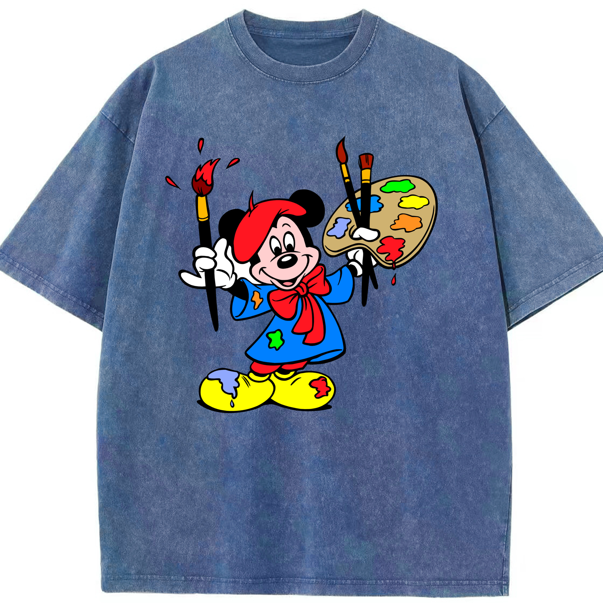 （画像用） ミッキーマウス Mickey Mouse 綿100% ヴィンテージ風 半袖Tシャツ（フロントプリント）