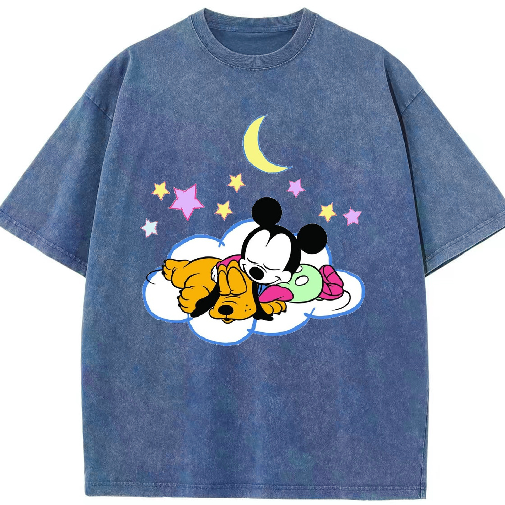 （画像用） ミッキーマウス Mickey Mouse 綿100% ヴィンテージ風 半袖Tシャツ（フロントプリント）