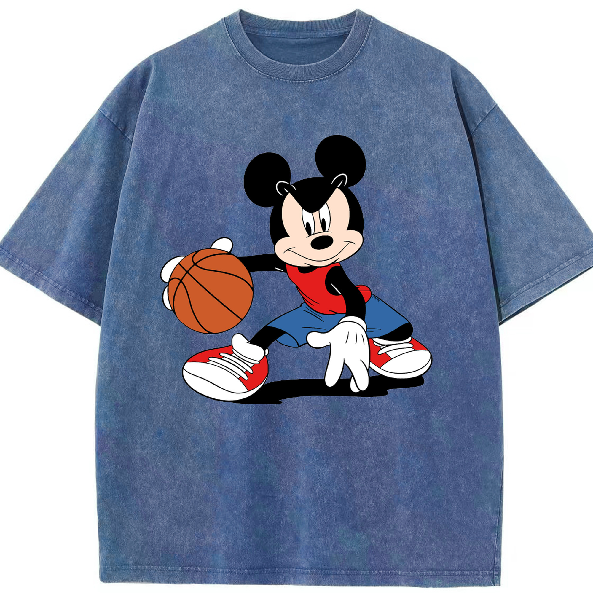 （画像用） ミッキーマウス Mickey Mouse 綿100% ヴィンテージ風 半袖Tシャツ（フロントプリント）