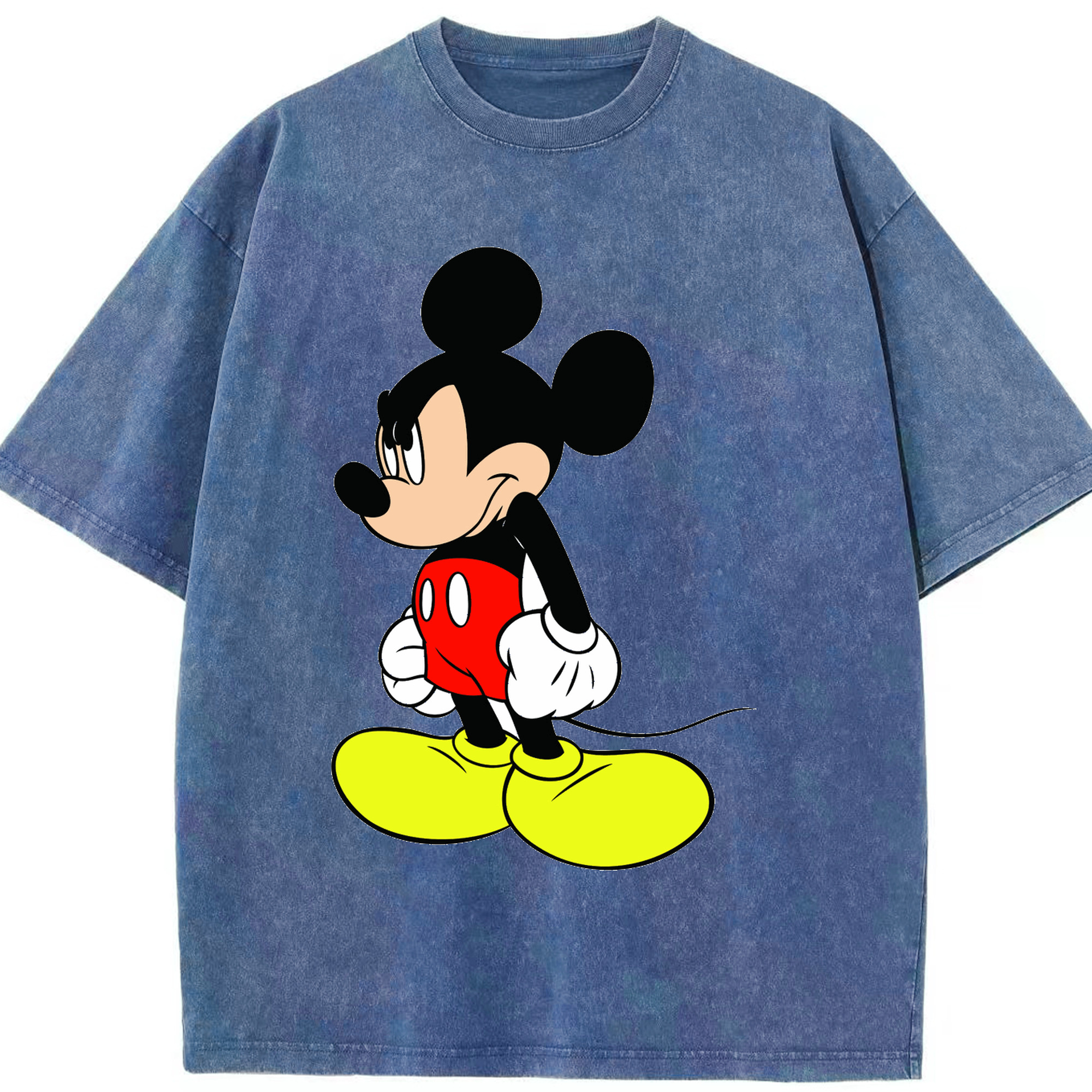 （画像用） ミッキーマウス Mickey Mouse 綿100% ヴィンテージ風 半袖Tシャツ（フロントプリント）