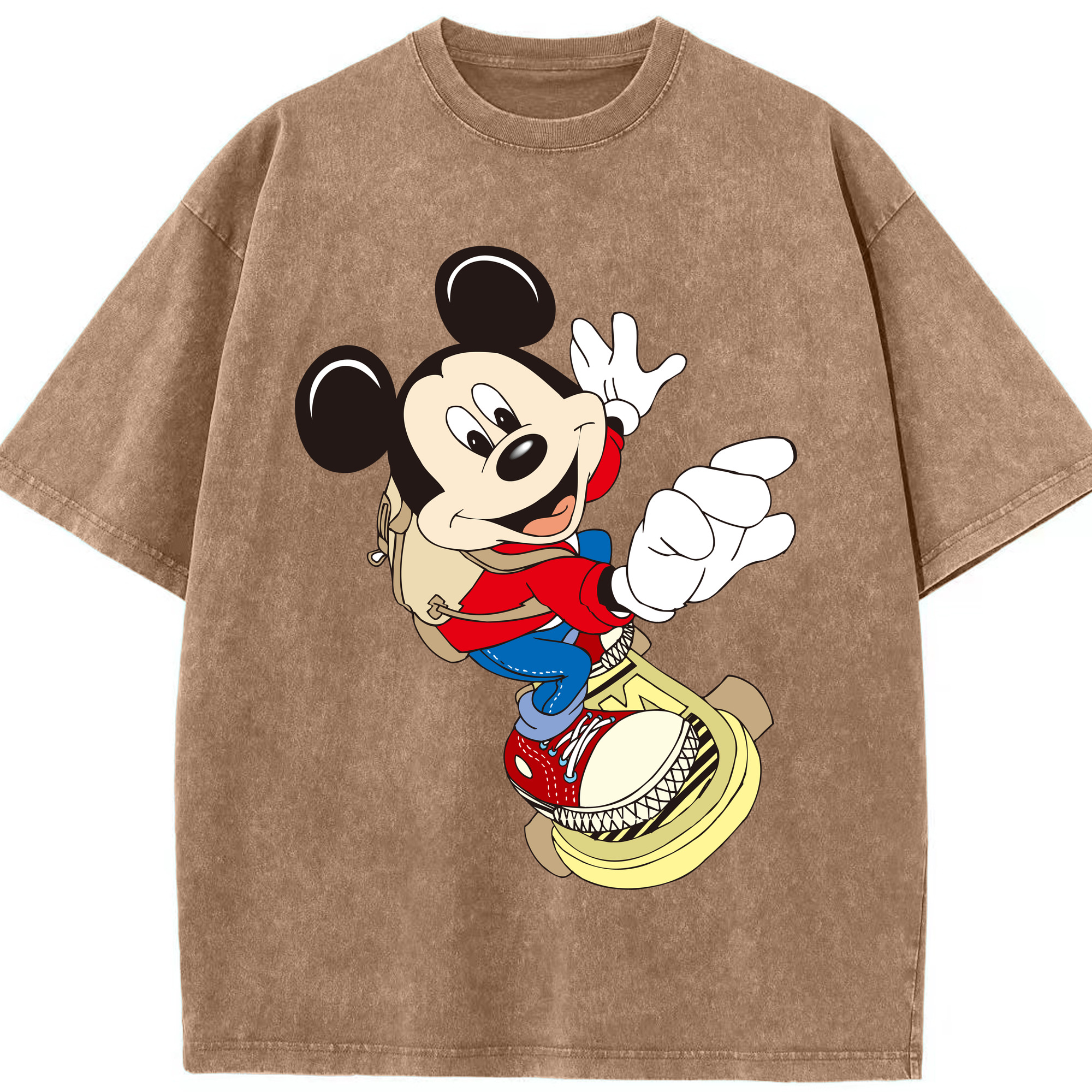 （画像用） ミッキーマウス Mickey Mouse 綿100% ヴィンテージ風 半袖Tシャツ（フロントプリント）