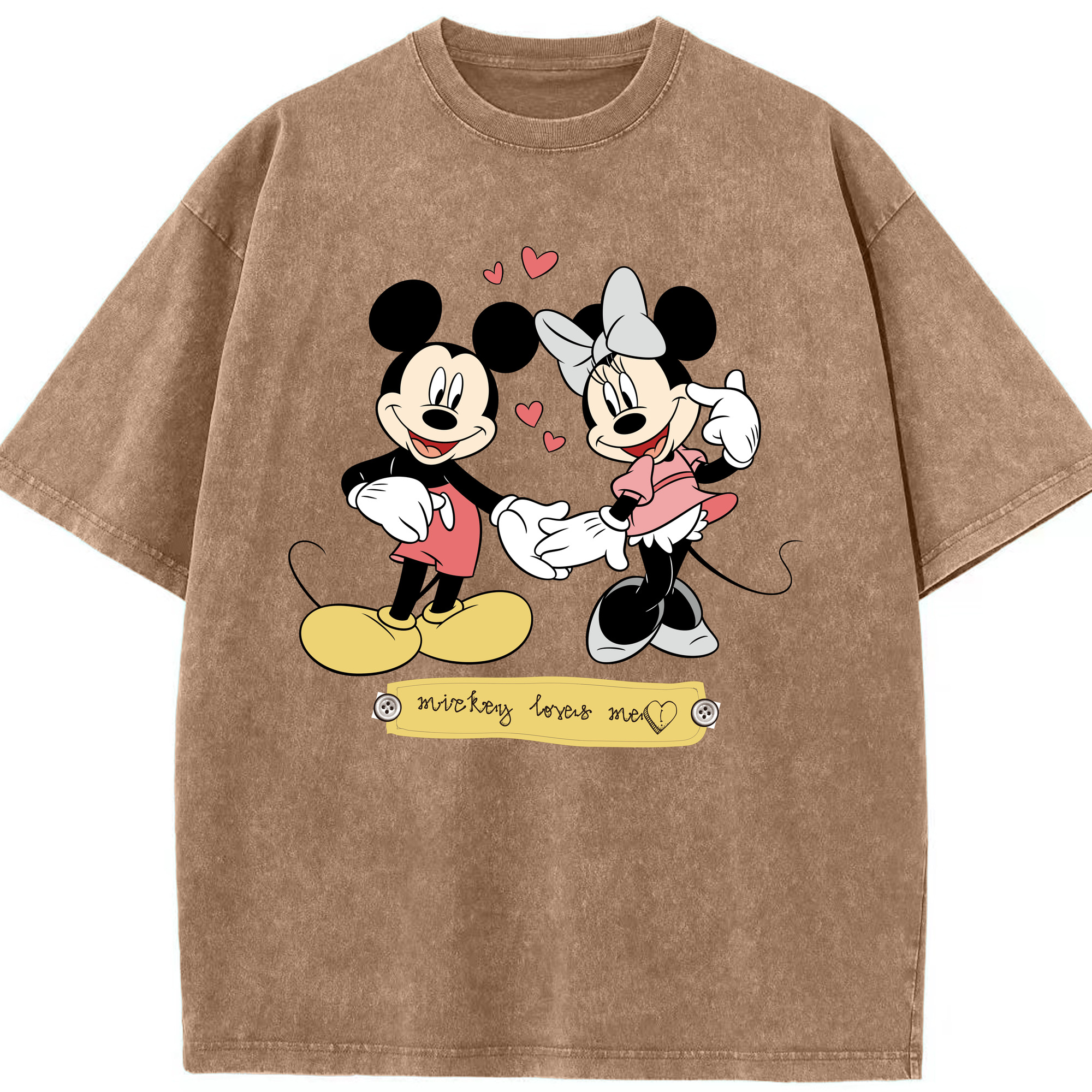 （画像用） ミッキーマウス Mickey Mouse 綿100% ヴィンテージ風 半袖Tシャツ（フロントプリント）