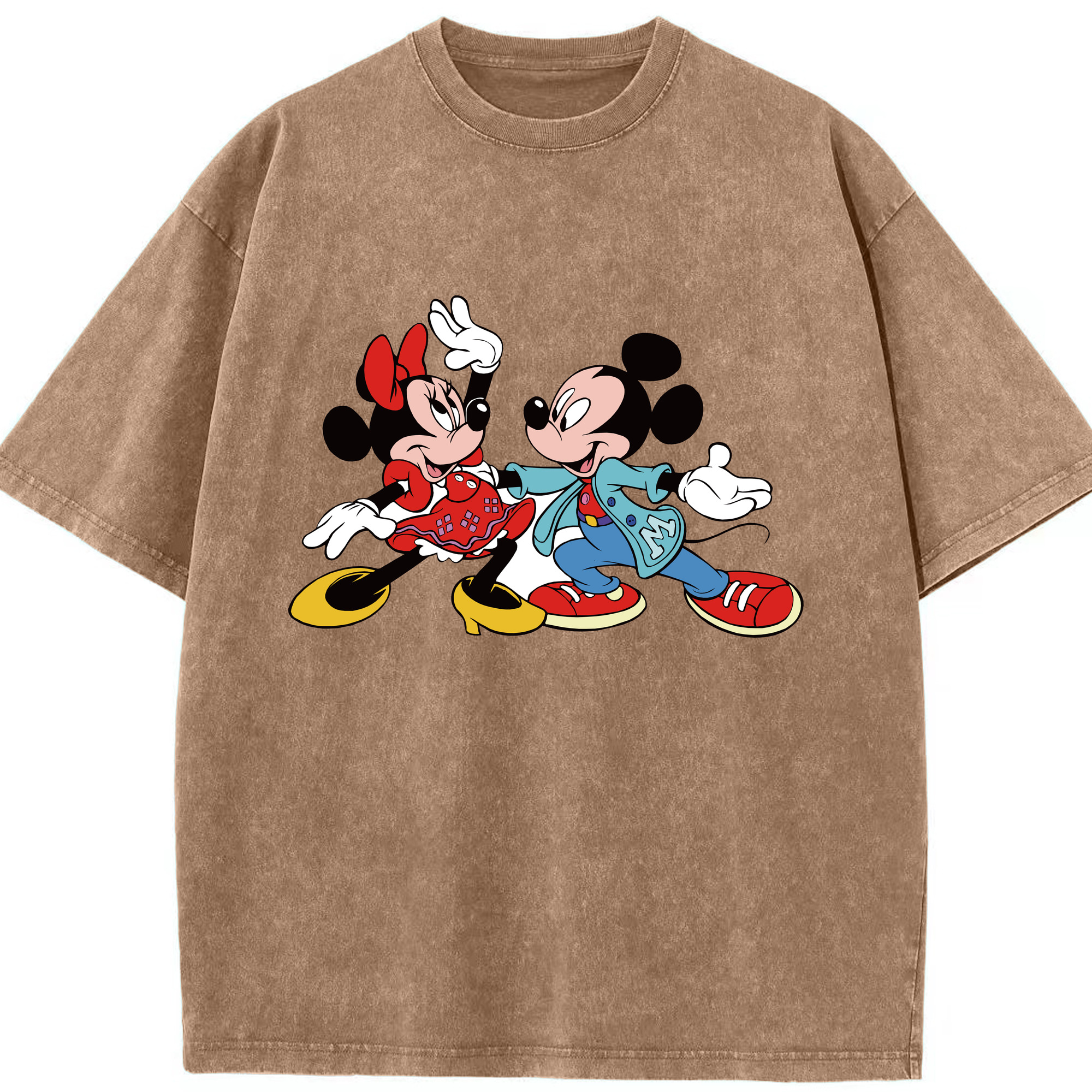 （画像用） ミッキーマウス Mickey Mouse 綿100% ヴィンテージ風 半袖Tシャツ（フロントプリント）