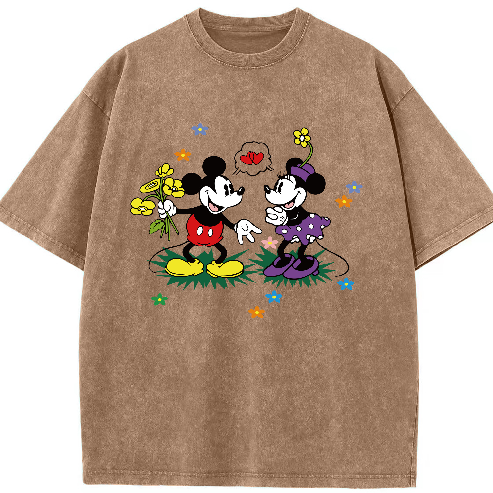 （画像用） ミッキーマウス Mickey Mouse 綿100% ヴィンテージ風 半袖Tシャツ（フロントプリント）