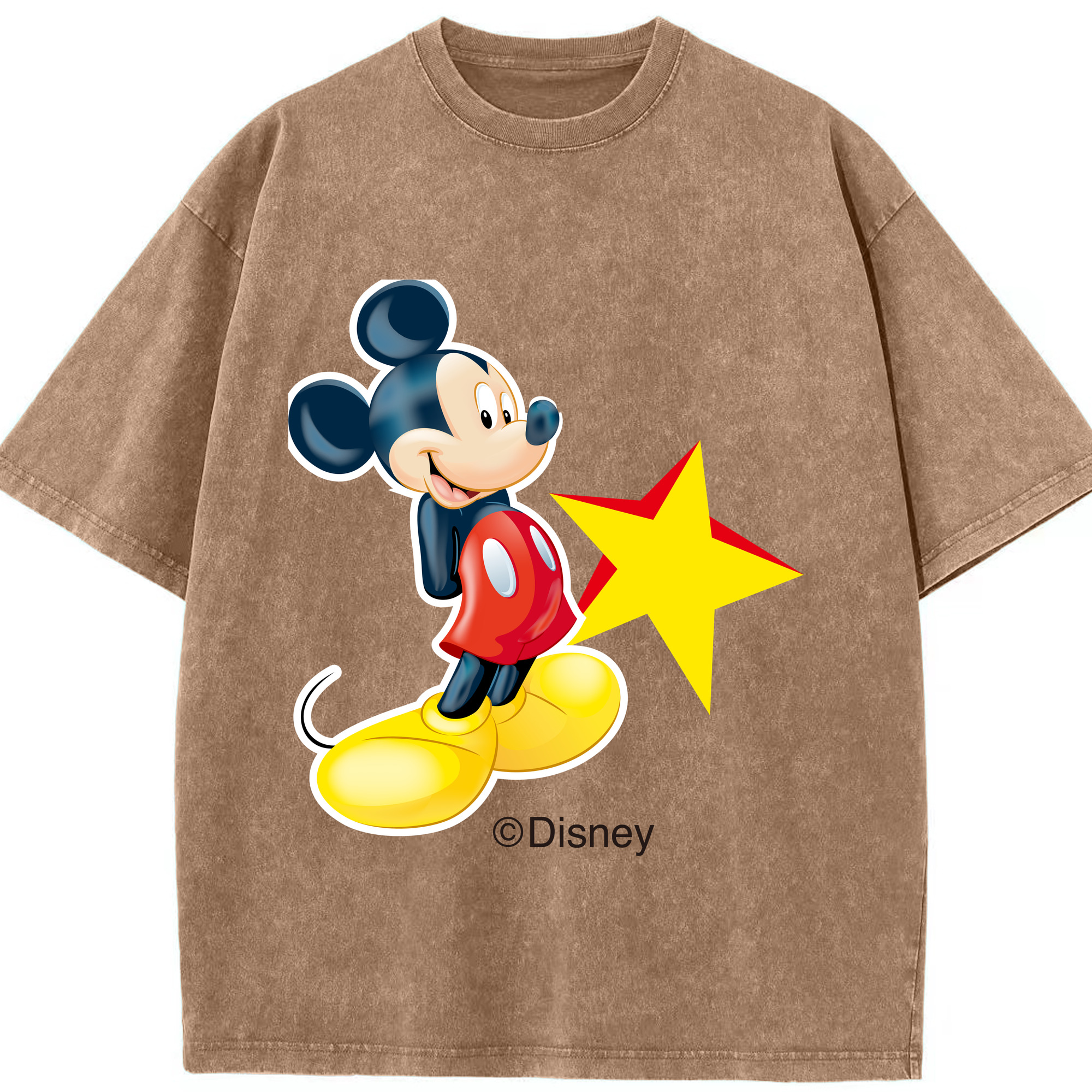（画像用） ミッキーマウス Mickey Mouse 綿100% ヴィンテージ風 半袖Tシャツ（フロントプリント）