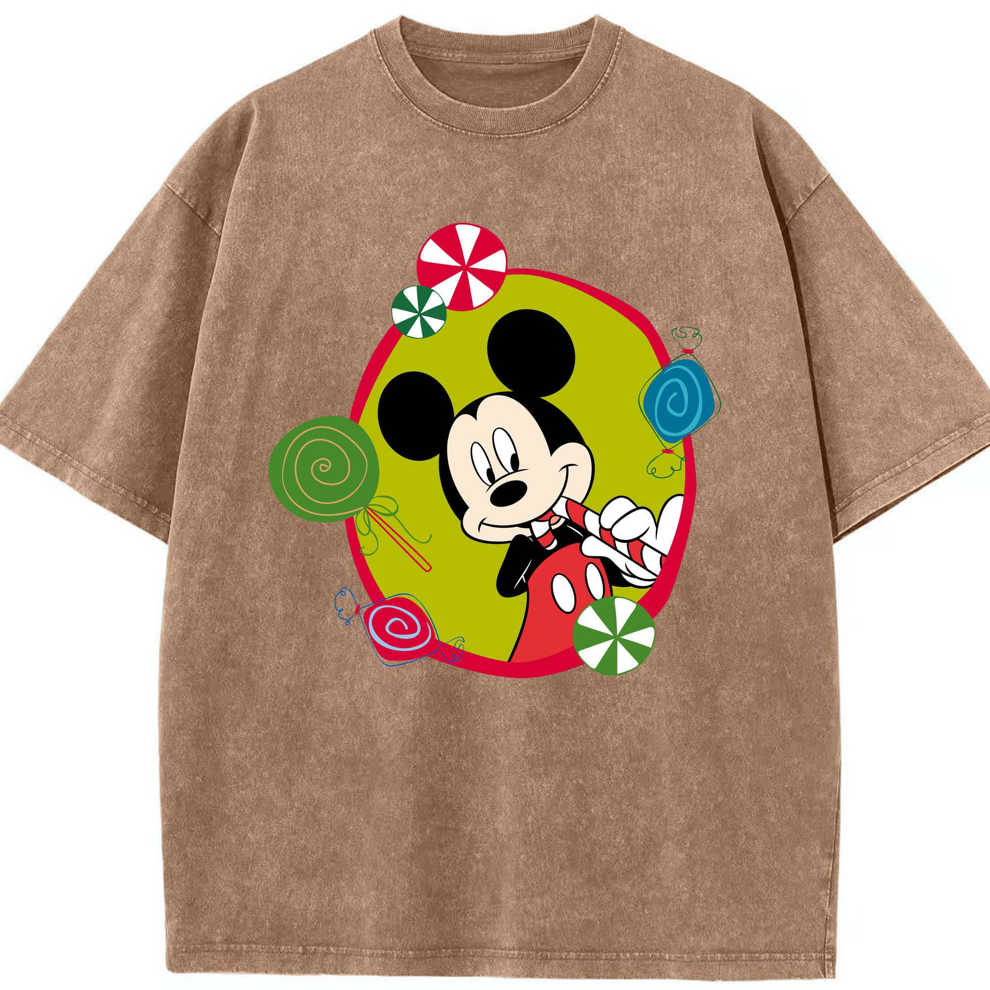（画像用） ミッキーマウス Mickey Mouse 綿100% ヴィンテージ風 半袖Tシャツ（フロントプリント）