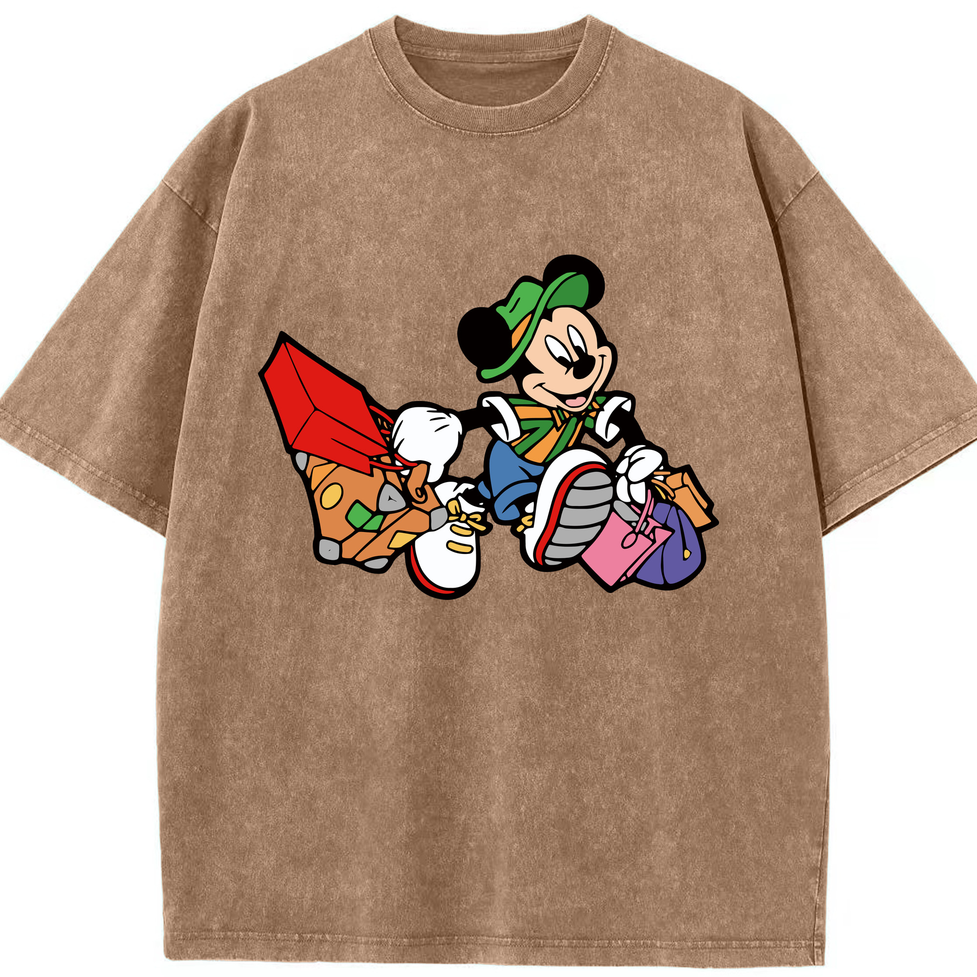 （画像用） ミッキーマウス Mickey Mouse 綿100% ヴィンテージ風 半袖Tシャツ（フロントプリント）