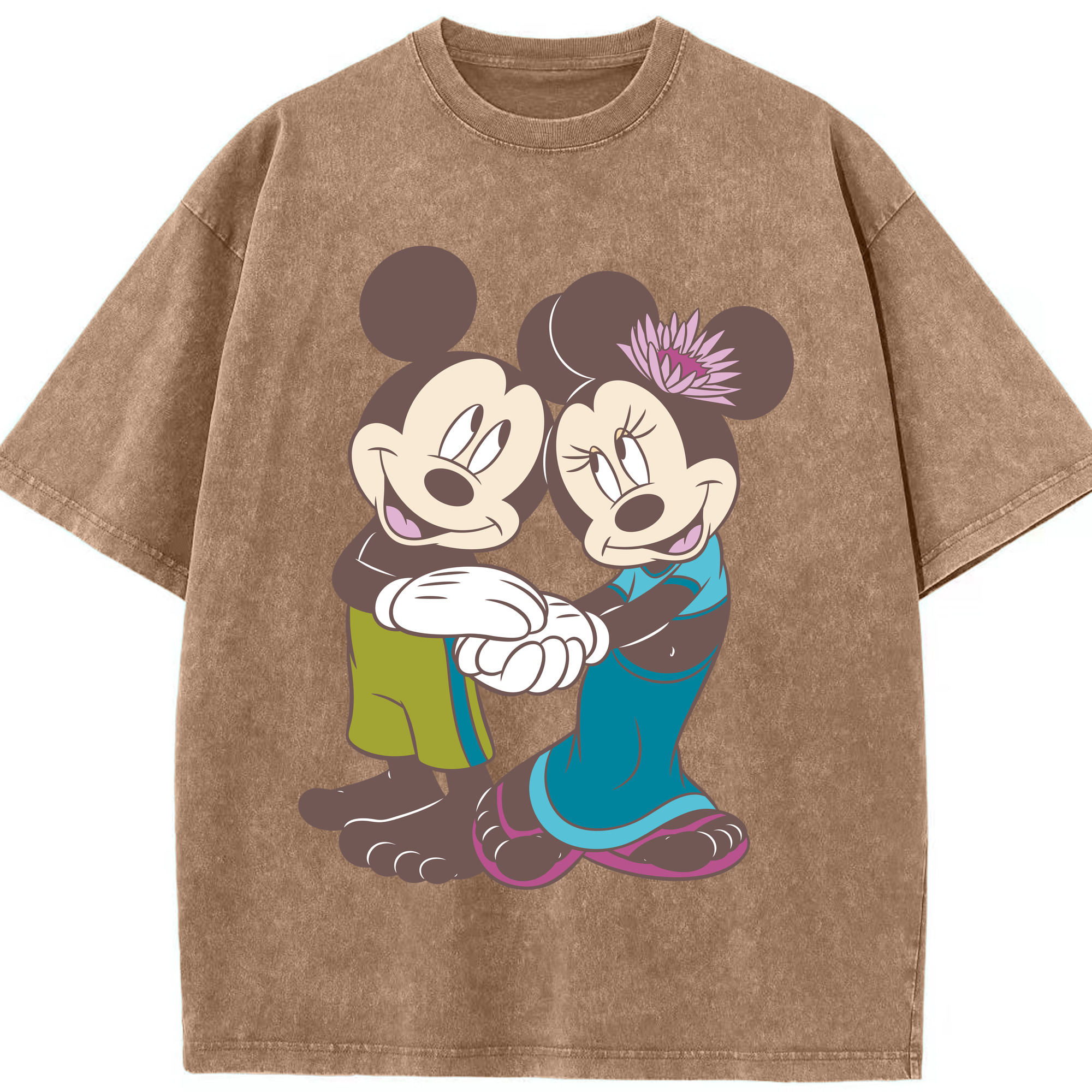 （画像用） ミッキーマウス Mickey Mouse 綿100% ヴィンテージ風 半袖Tシャツ（フロントプリント）