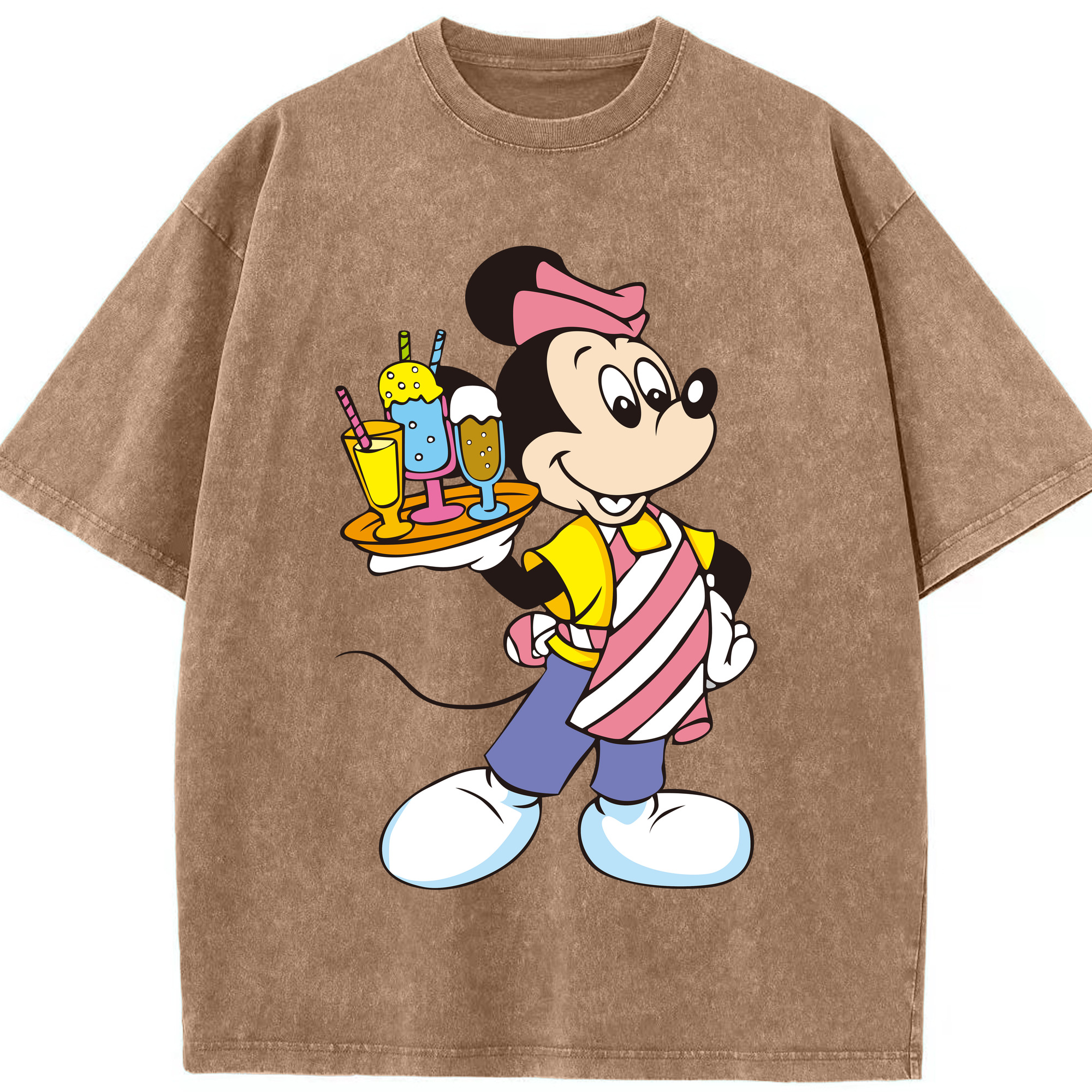 （画像用） ミッキーマウス Mickey Mouse 綿100% ヴィンテージ風 半袖Tシャツ（フロントプリント）