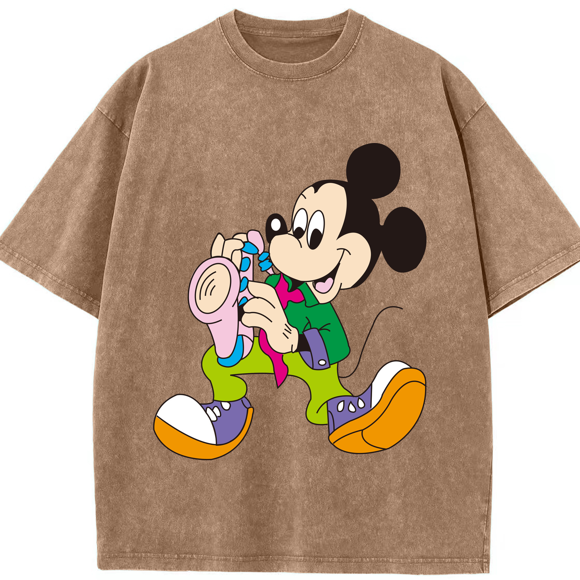 （画像用） ミッキーマウス Mickey Mouse 綿100% ヴィンテージ風 半袖Tシャツ（フロントプリント）