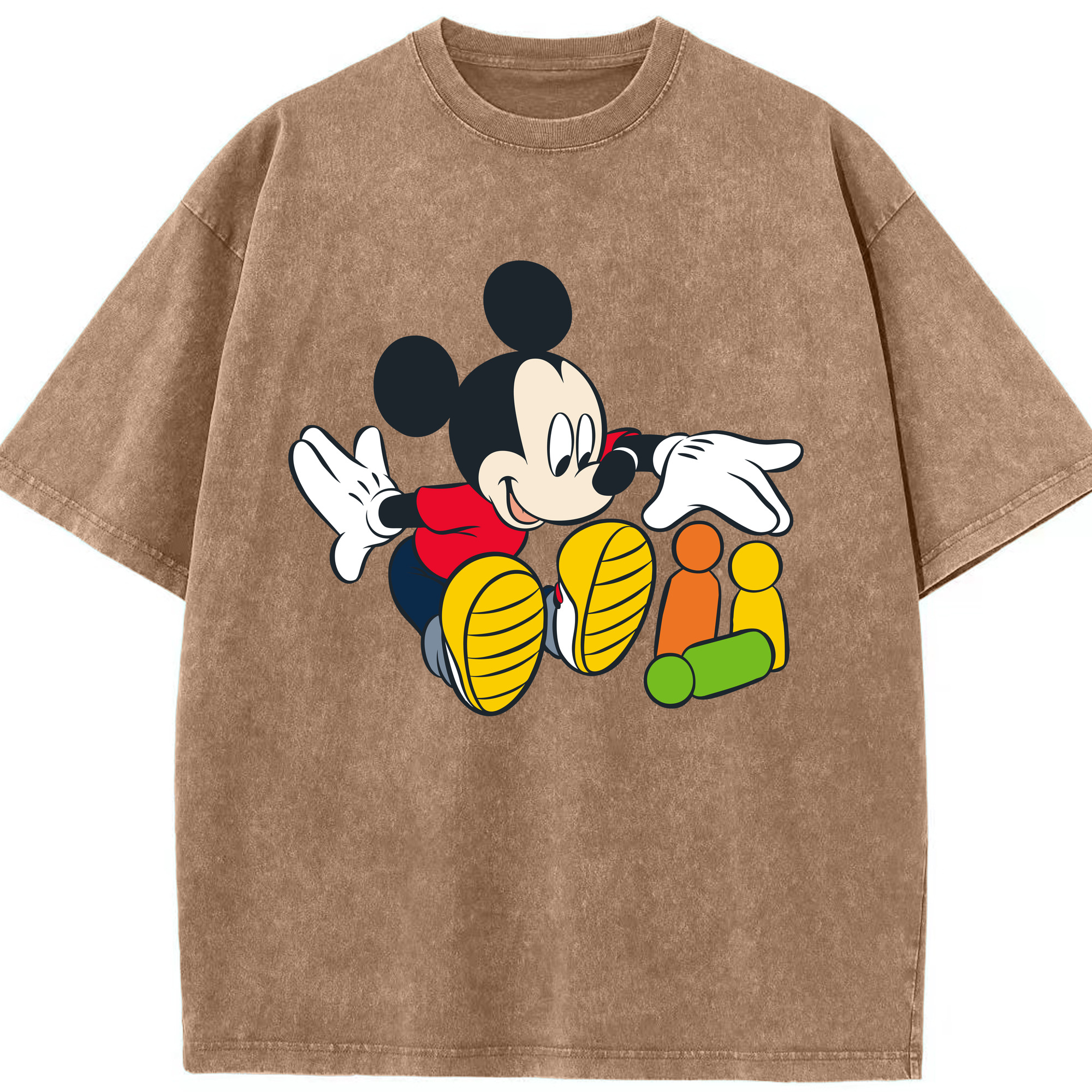 （画像用） ミッキーマウス Mickey Mouse 綿100% ヴィンテージ風 半袖Tシャツ（フロントプリント）
