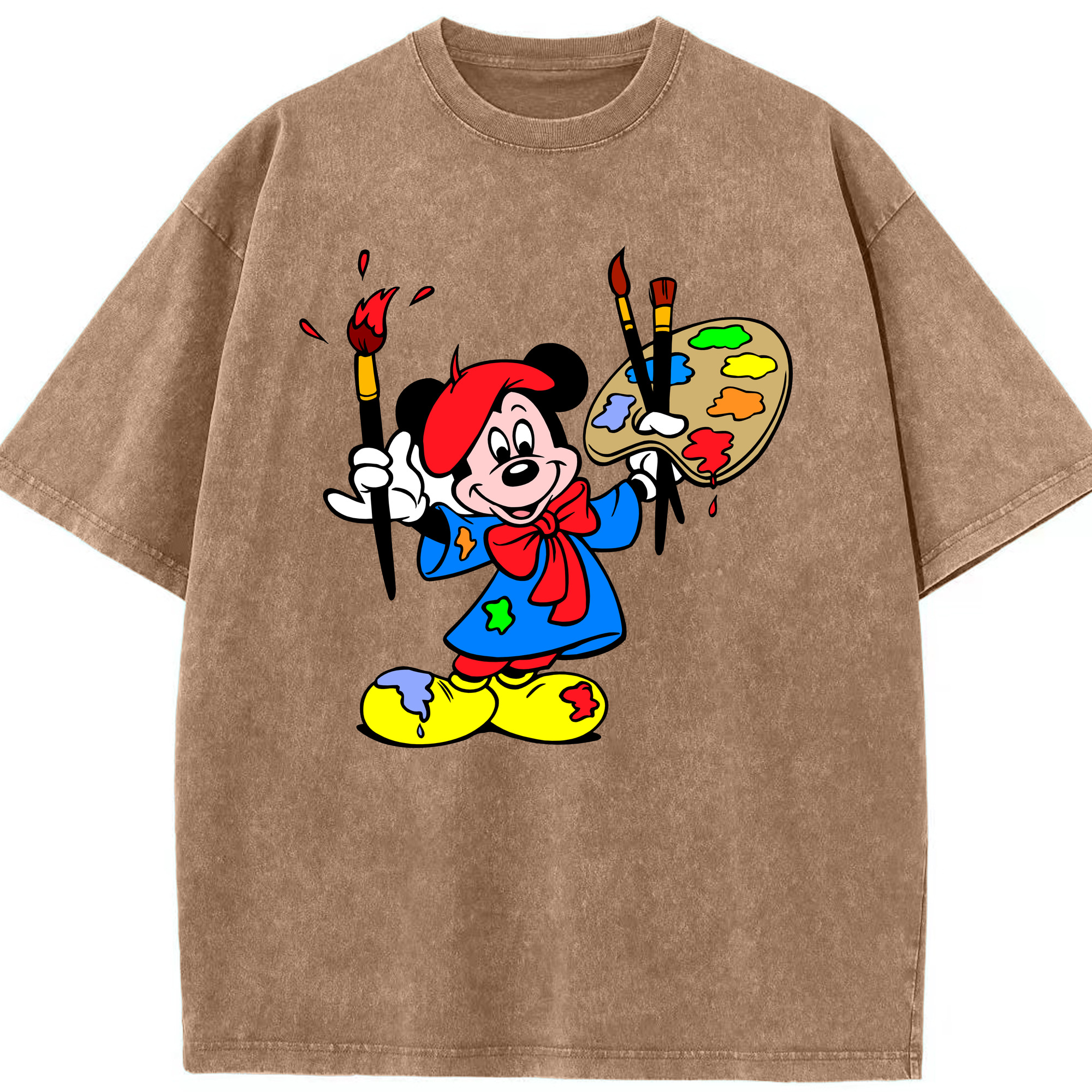 （画像用） ミッキーマウス Mickey Mouse 綿100% ヴィンテージ風 半袖Tシャツ（フロントプリント）