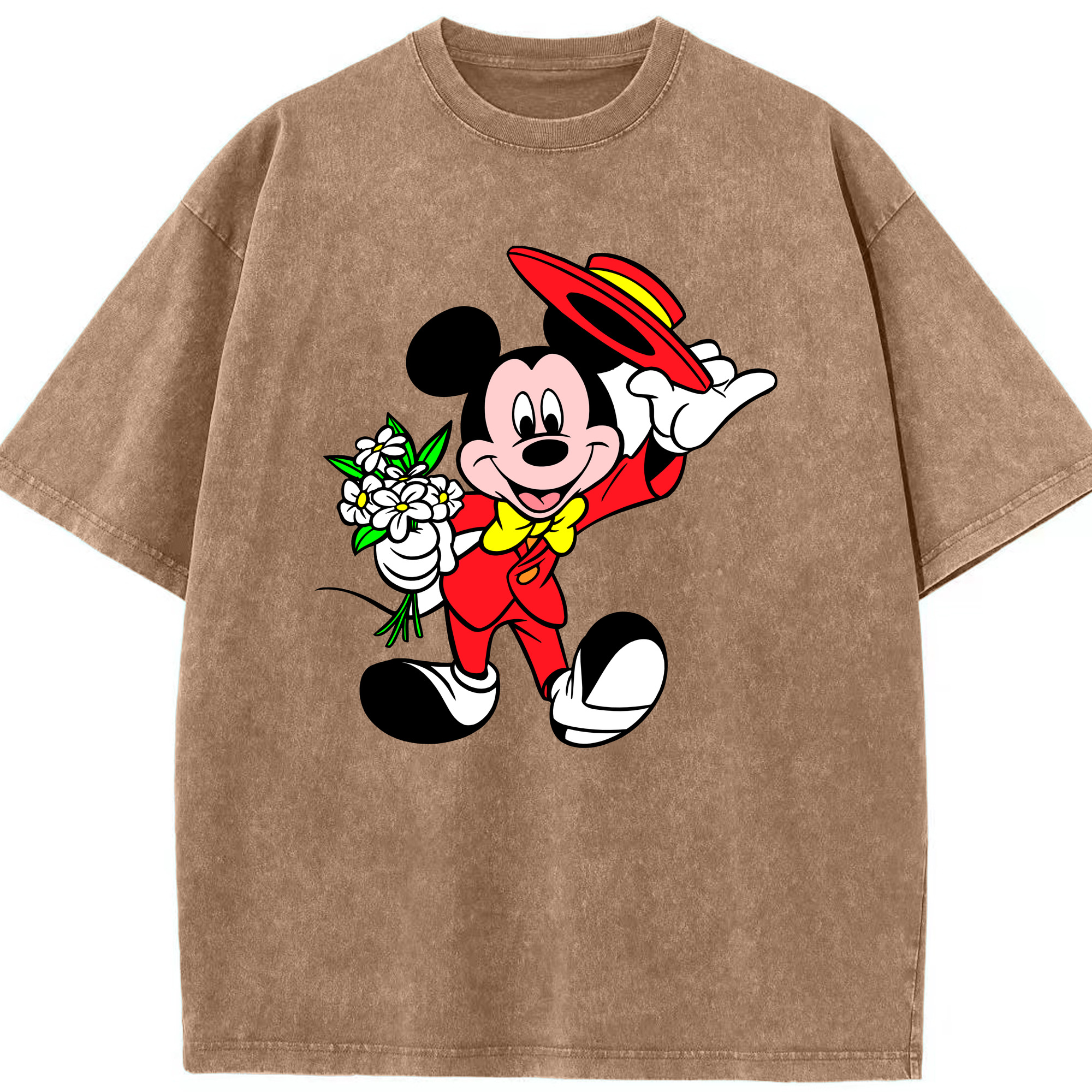 （画像用） ミッキーマウス Mickey Mouse 綿100% ヴィンテージ風 半袖Tシャツ（フロントプリント）