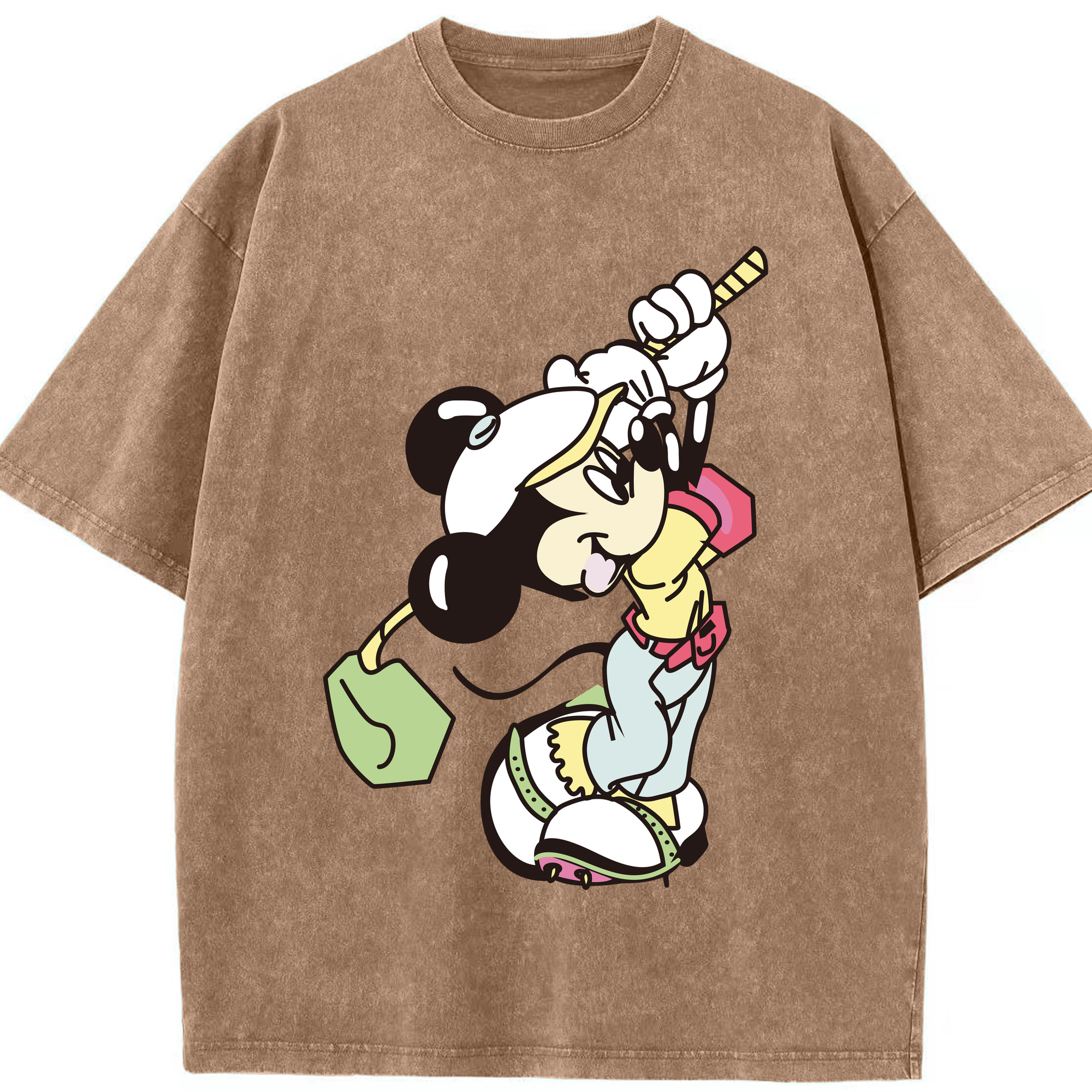 （画像用） ミッキーマウス Mickey Mouse 綿100% ヴィンテージ風 半袖Tシャツ（フロントプリント）