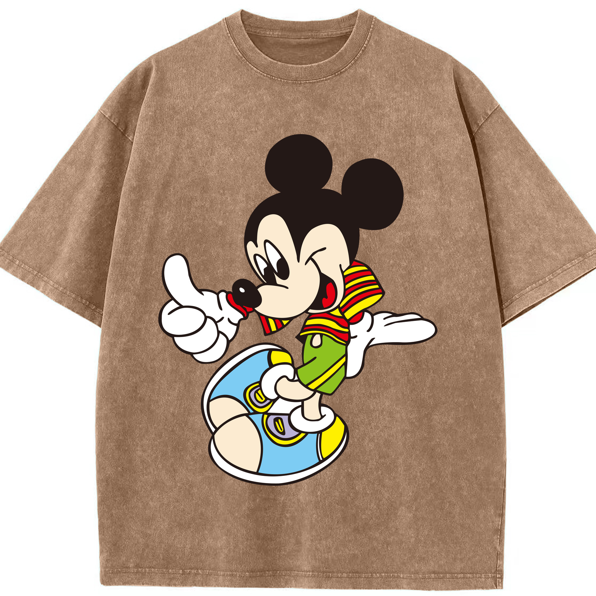 （画像用） ミッキーマウス Mickey Mouse 綿100% ヴィンテージ風 半袖Tシャツ（フロントプリント）