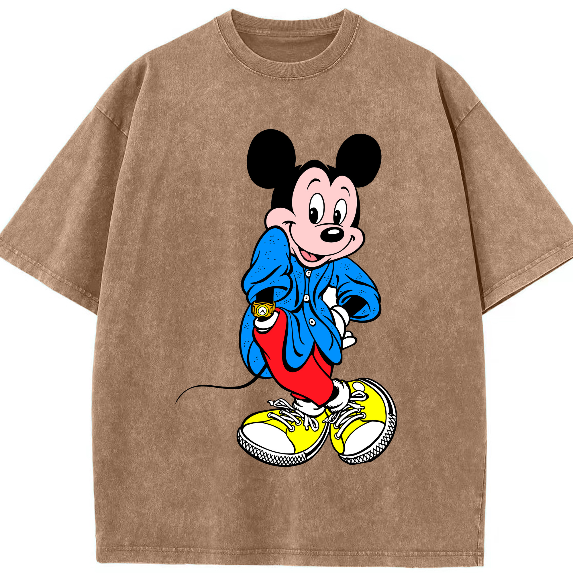 （画像用） ミッキーマウス Mickey Mouse 綿100% ヴィンテージ風 半袖Tシャツ（フロントプリント）