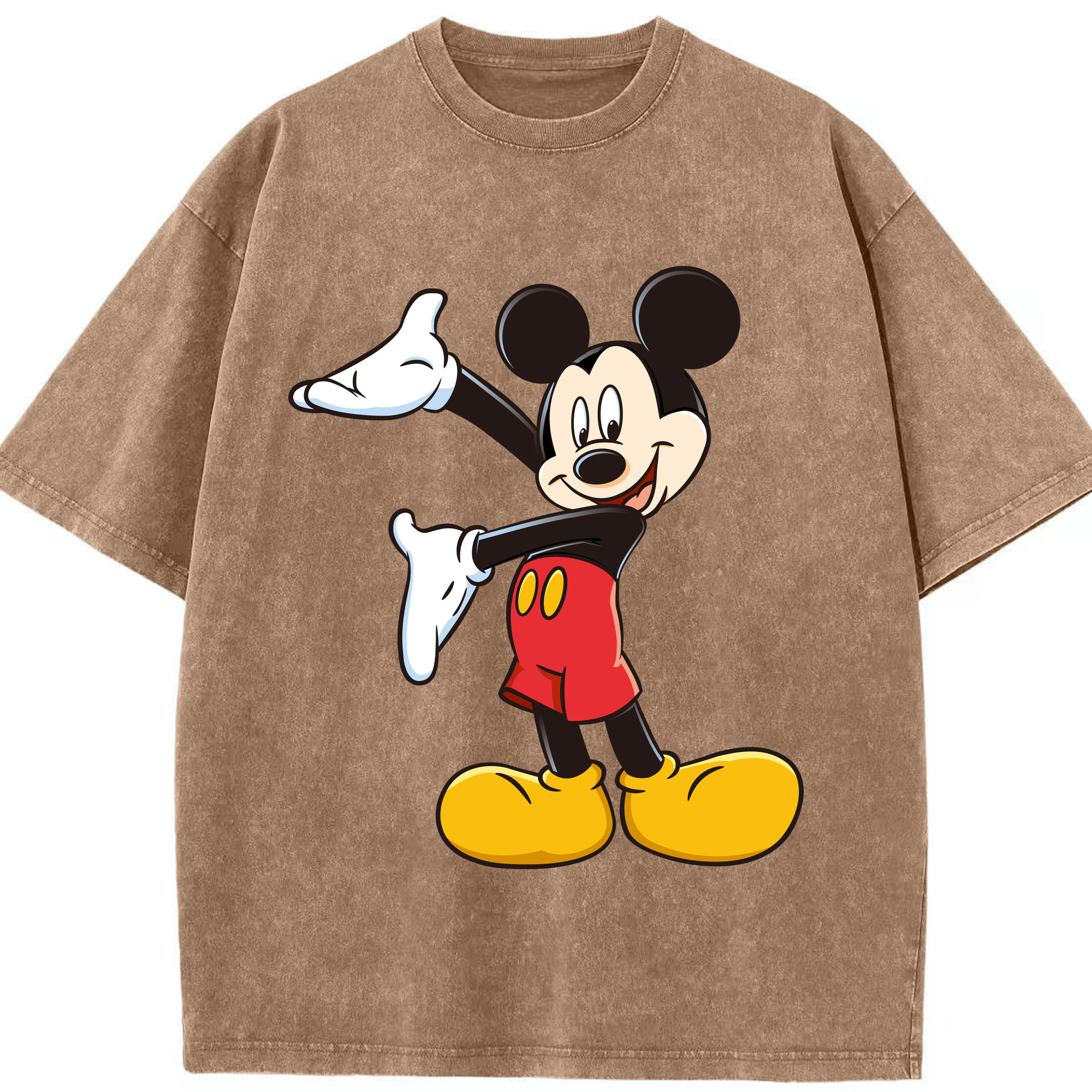 （画像用） ミッキーマウス Mickey Mouse 綿100% ヴィンテージ風 半袖Tシャツ（フロントプリント）