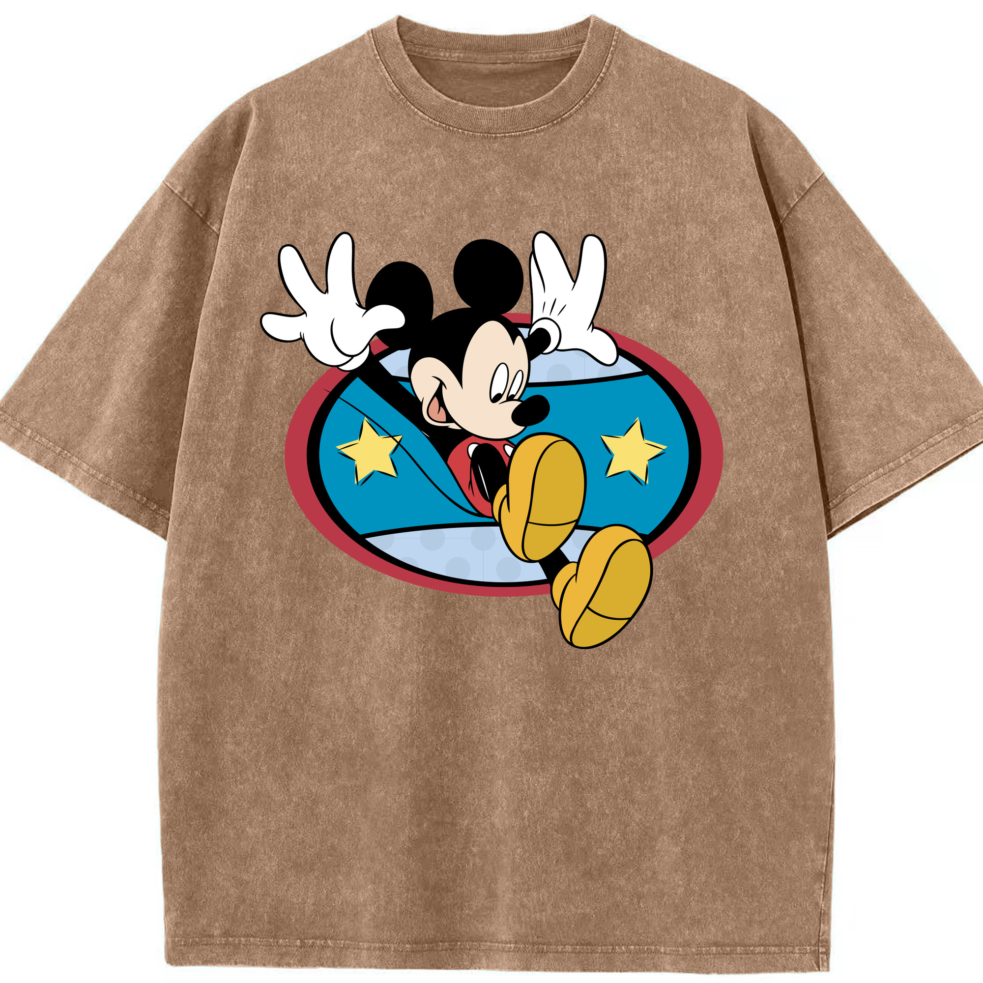 （画像用） ミッキーマウス Mickey Mouse 綿100% ヴィンテージ風 半袖Tシャツ（フロントプリント）