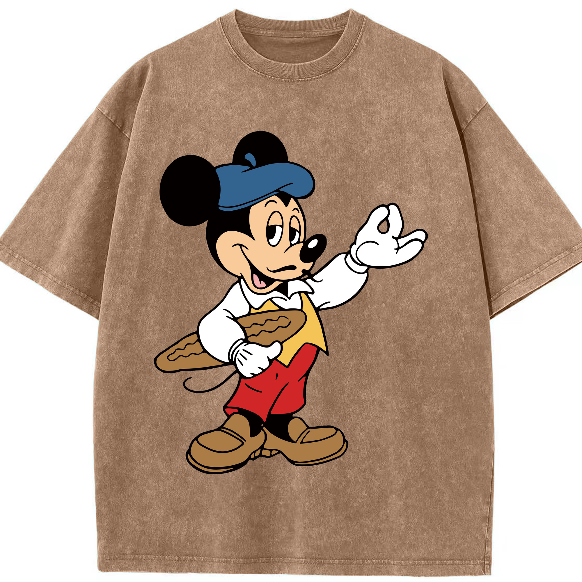 （画像用） ミッキーマウス Mickey Mouse 綿100% ヴィンテージ風 半袖Tシャツ（フロントプリント）