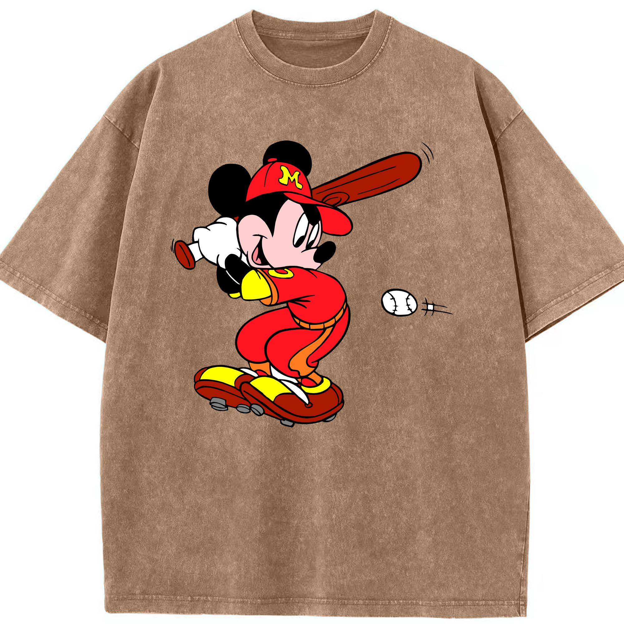 （画像用） ミッキーマウス Mickey Mouse 綿100% ヴィンテージ風 半袖Tシャツ（フロントプリント）
