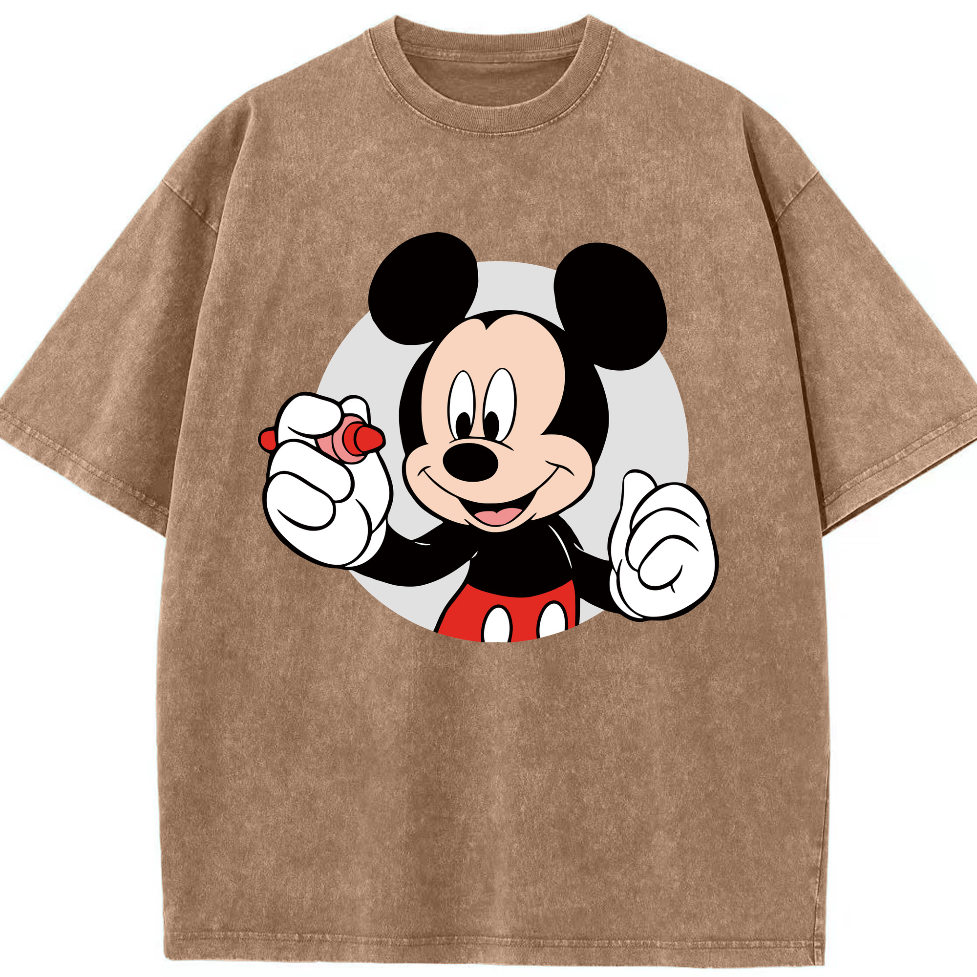 （画像用） ミッキーマウス Mickey Mouse 綿100% ヴィンテージ風 半袖Tシャツ（フロントプリント）