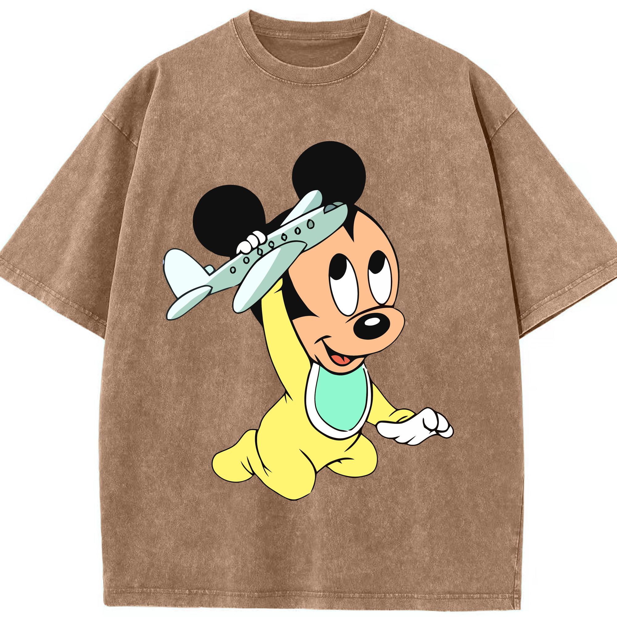 （画像用） ミッキーマウス Mickey Mouse 綿100% ヴィンテージ風 半袖Tシャツ（フロントプリント）
