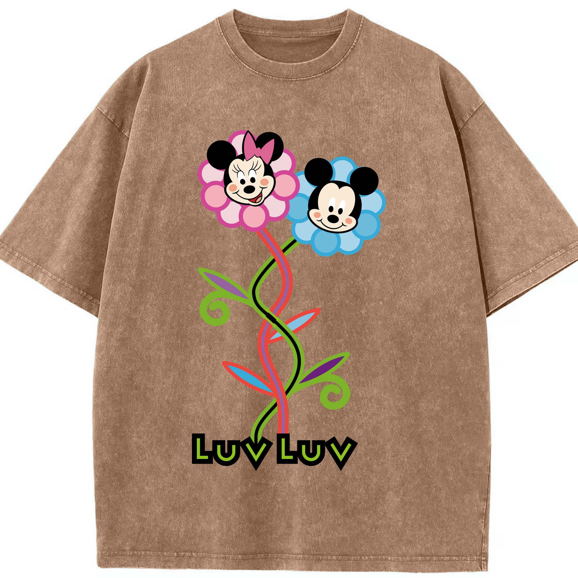 （画像用） ミッキーマウス Mickey Mouse 綿100% ヴィンテージ風 半袖Tシャツ（フロントプリント）