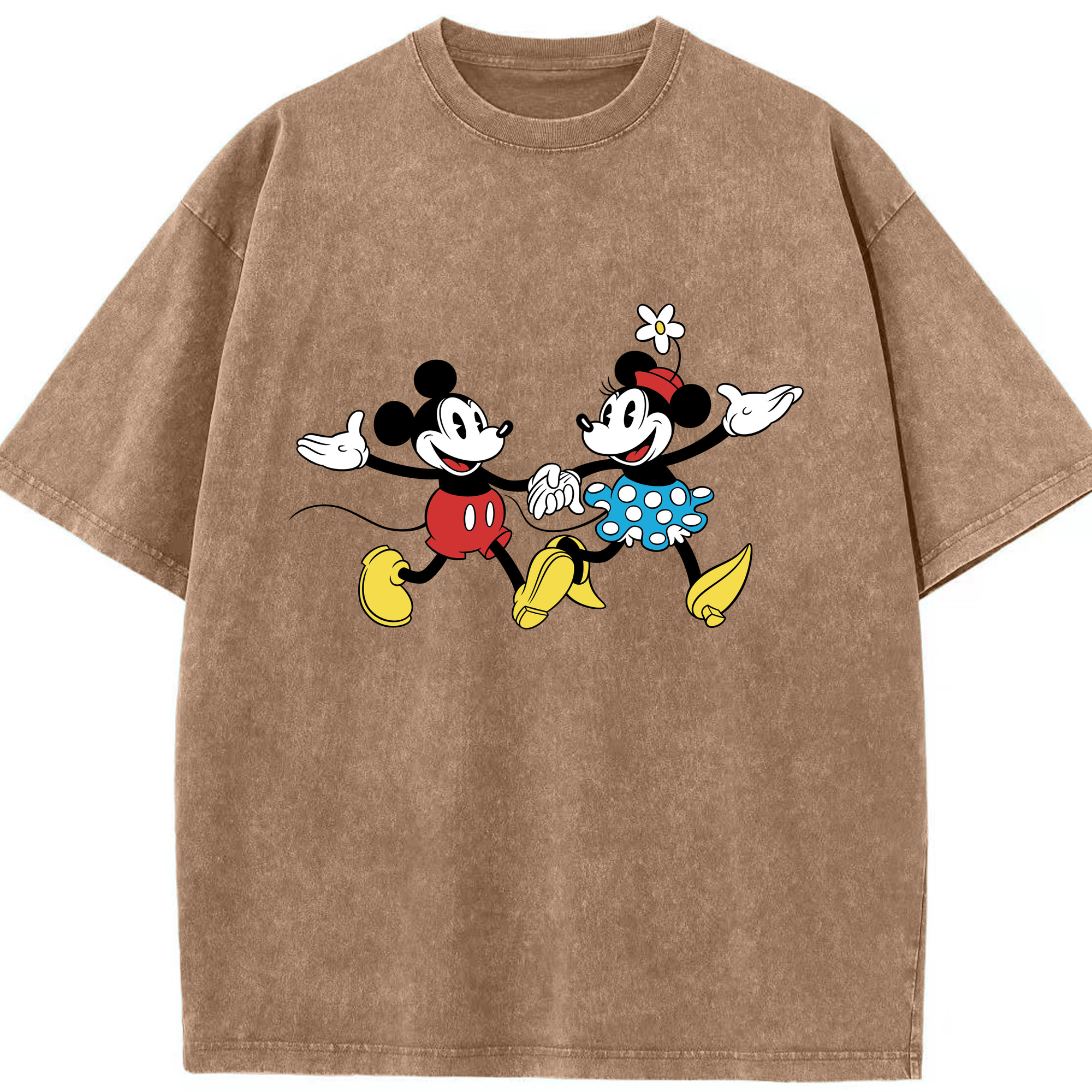 （画像用） ミッキーマウス Mickey Mouse 綿100% ヴィンテージ風 半袖Tシャツ（フロントプリント）