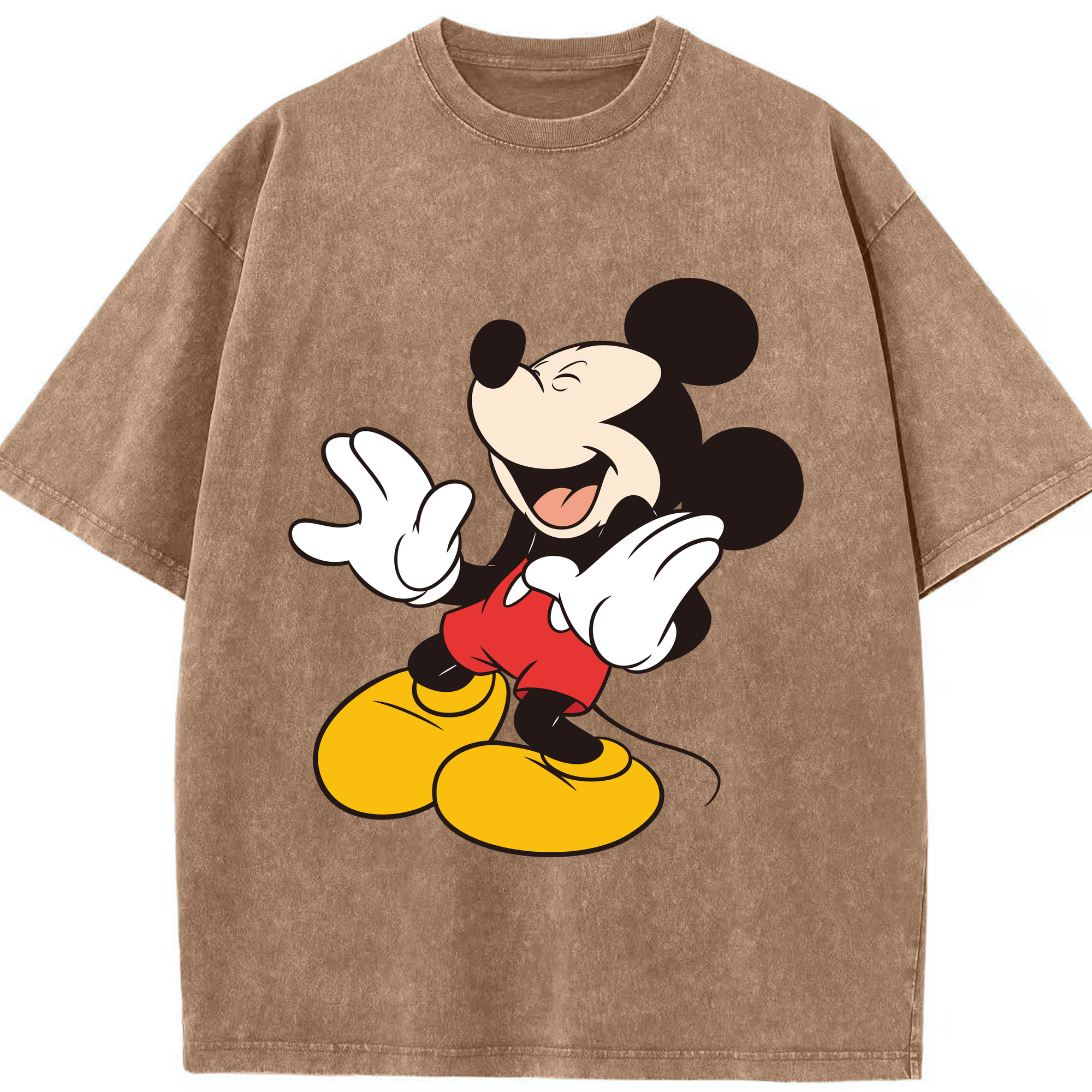 （画像用） ミッキーマウス Mickey Mouse 綿100% ヴィンテージ風 半袖Tシャツ（フロントプリント）