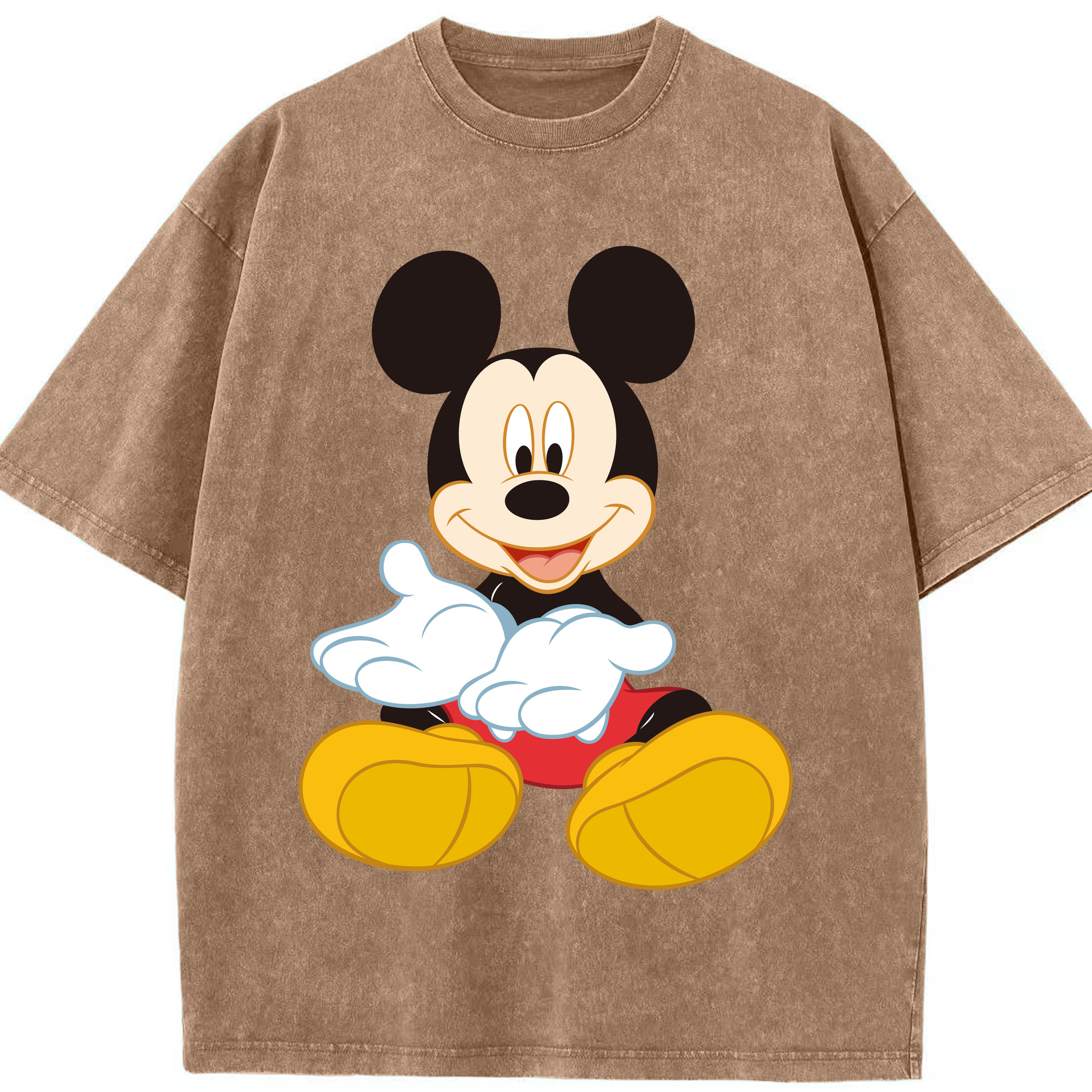 （画像用） ミッキーマウス Mickey Mouse 綿100% ヴィンテージ風 半袖Tシャツ（フロントプリント）
