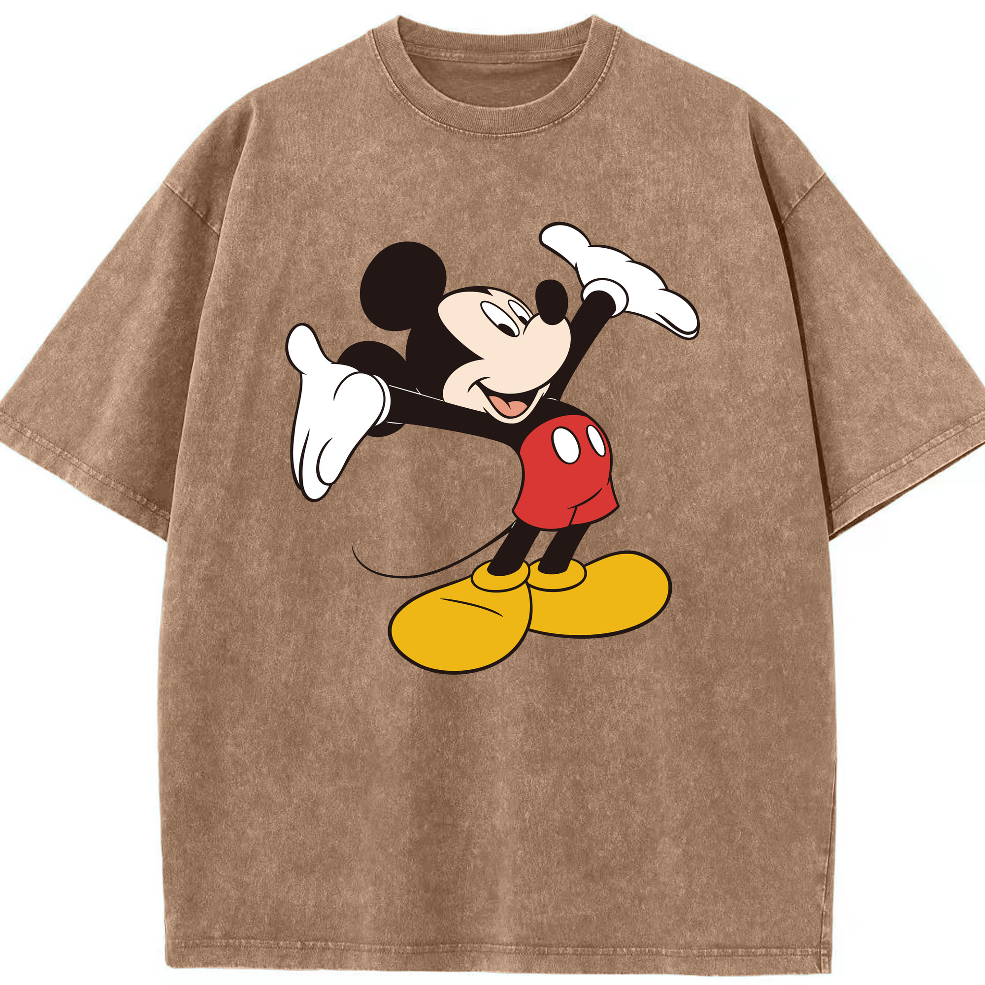 （画像用） ミッキーマウス Mickey Mouse 綿100% ヴィンテージ風 半袖Tシャツ（フロントプリント）