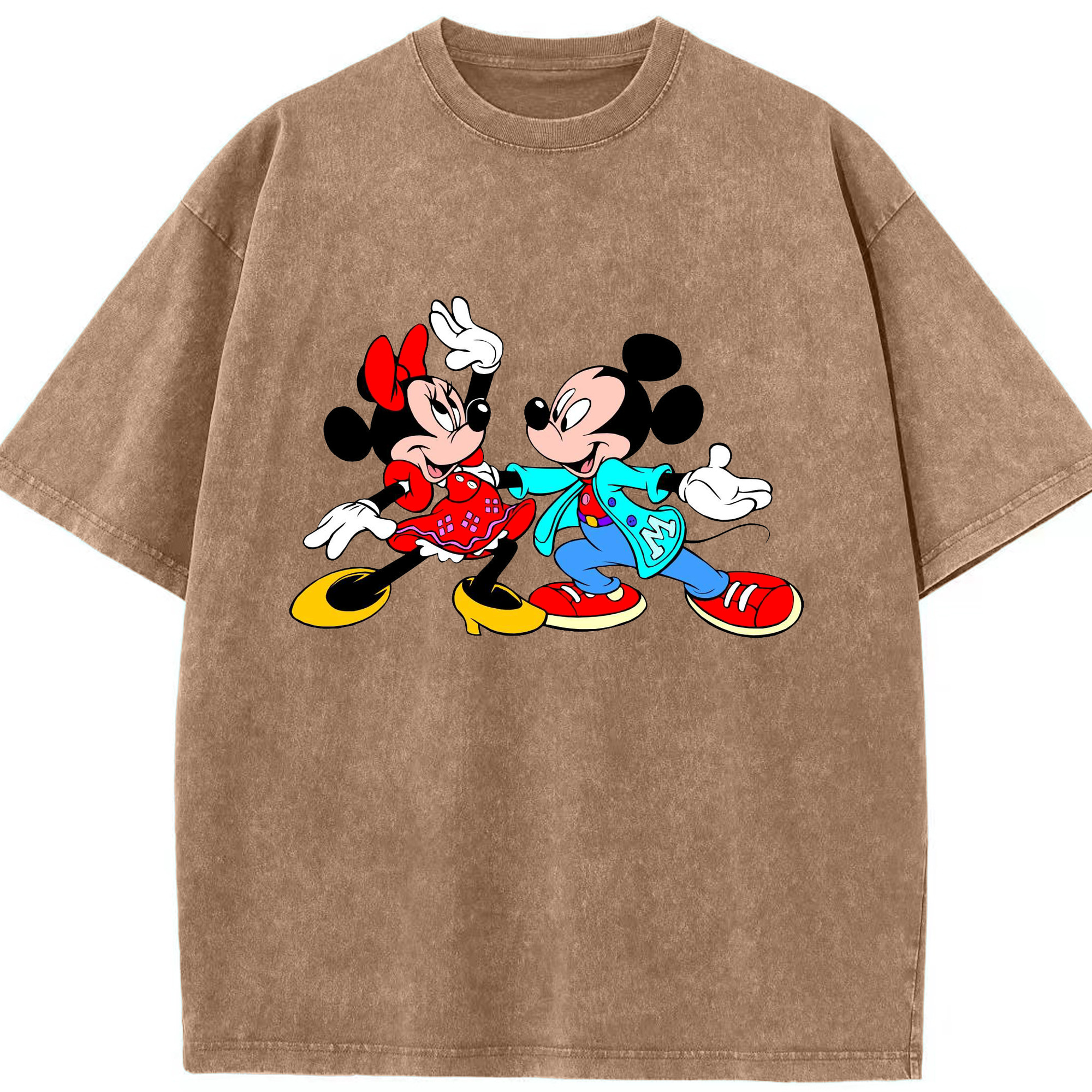 （画像用） ミッキーマウス Mickey Mouse 綿100% ヴィンテージ風 半袖Tシャツ（フロントプリント）