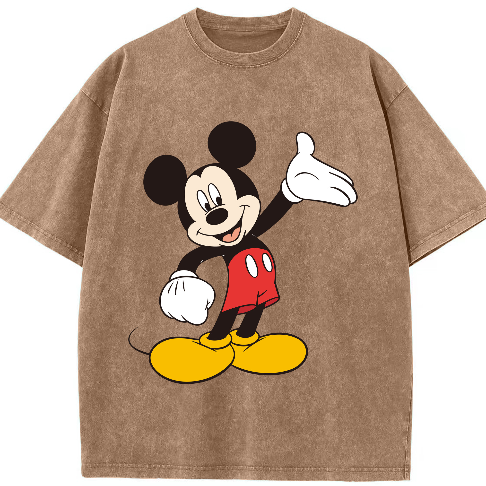 （画像用） ミッキーマウス Mickey Mouse 綿100% ヴィンテージ風 半袖Tシャツ（フロントプリント）