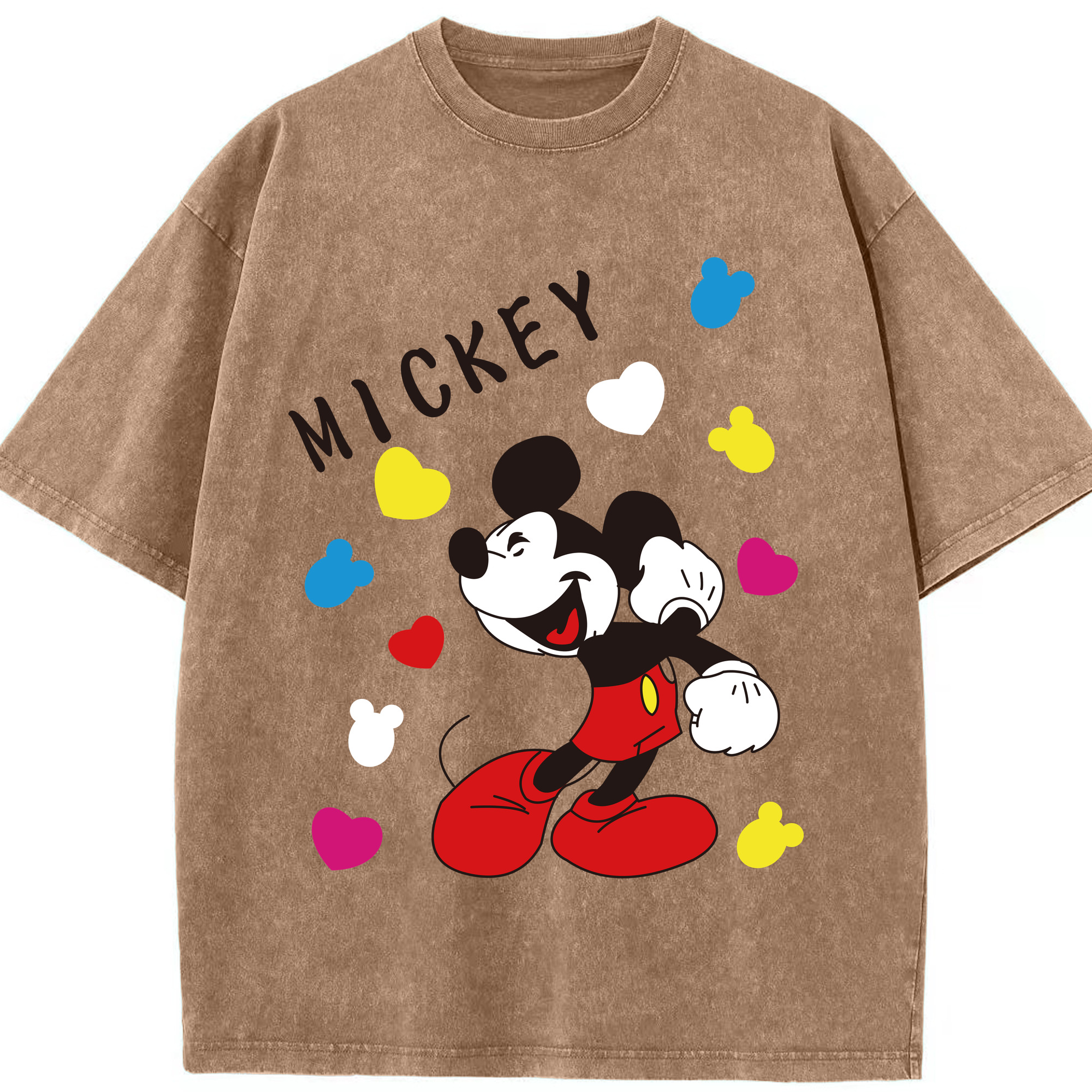 （画像用） ミッキーマウス Mickey Mouse 綿100% ヴィンテージ風 半袖Tシャツ（フロントプリント）