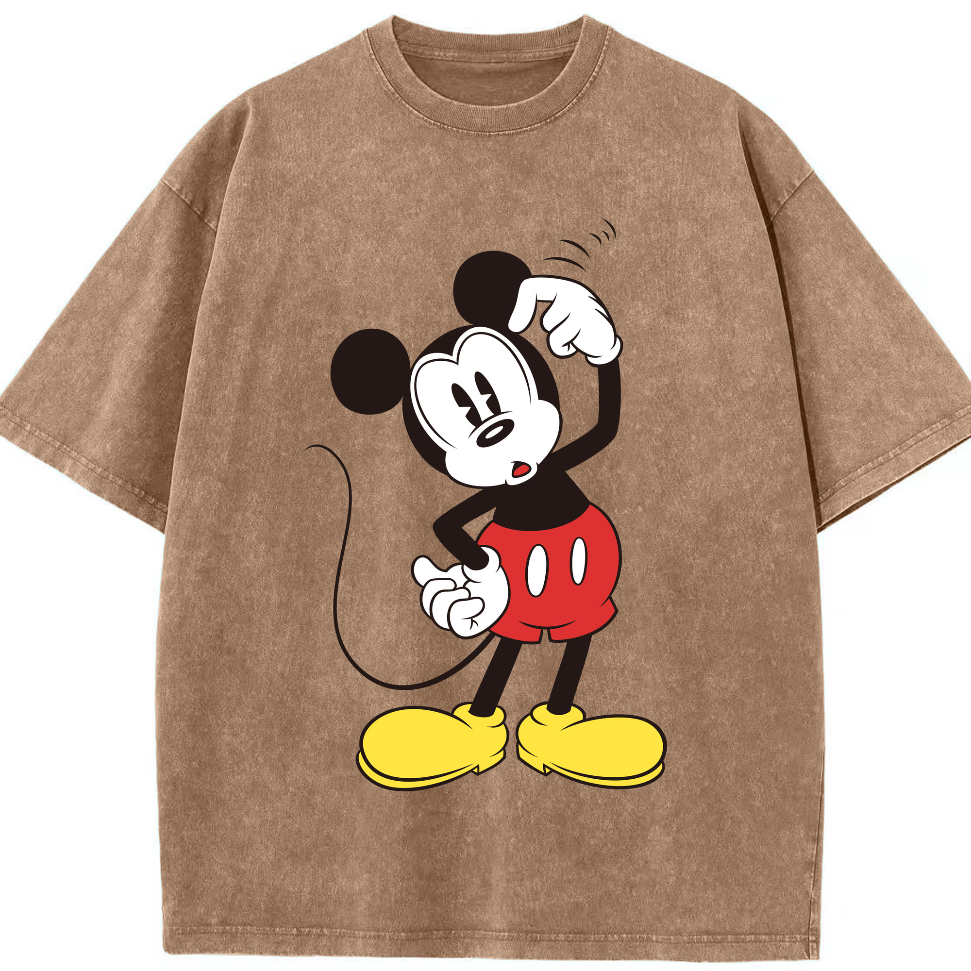 （画像用） ミッキーマウス Mickey Mouse 綿100% ヴィンテージ風 半袖Tシャツ（フロントプリント）