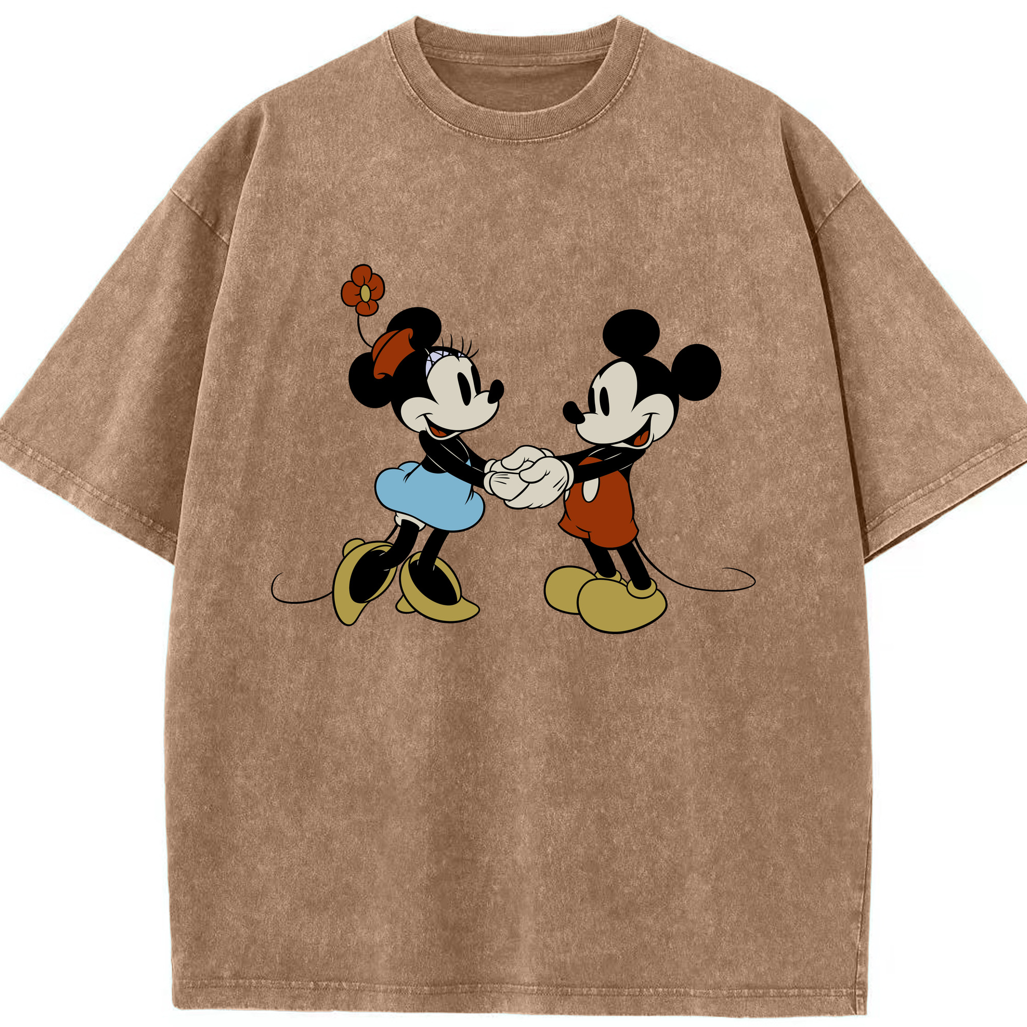 （画像用） ミッキーマウス Mickey Mouse 綿100% ヴィンテージ風 半袖Tシャツ（フロントプリント）