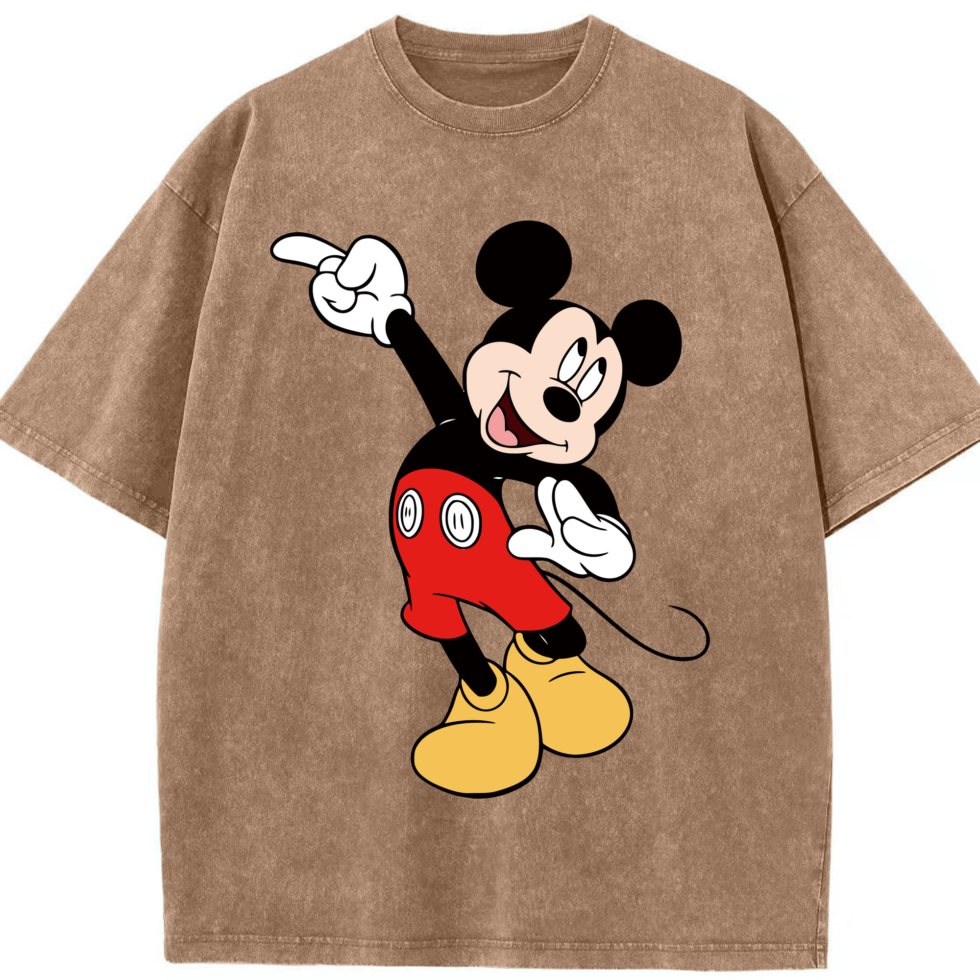 （画像用） ミッキーマウス Mickey Mouse 綿100% ヴィンテージ風 半袖Tシャツ（フロントプリント）