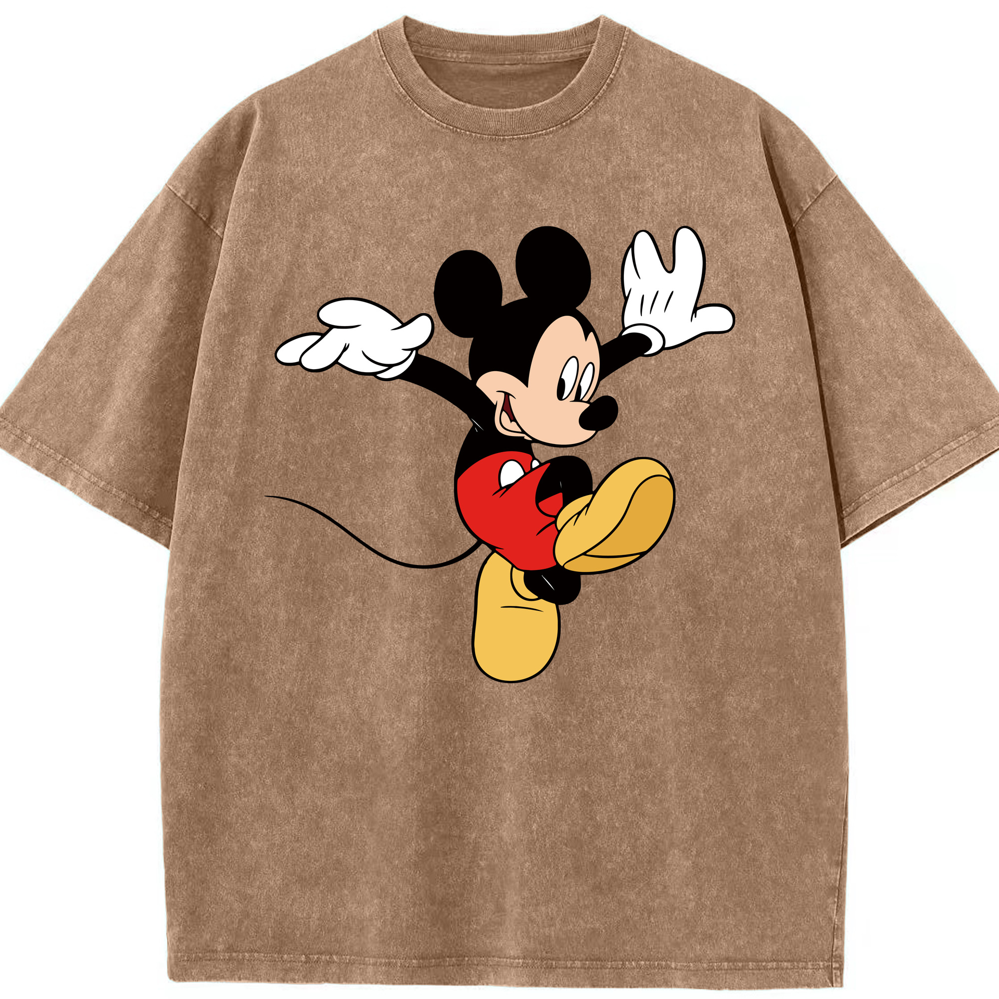 （画像用） ミッキーマウス Mickey Mouse 綿100% ヴィンテージ風 半袖Tシャツ（フロントプリント）