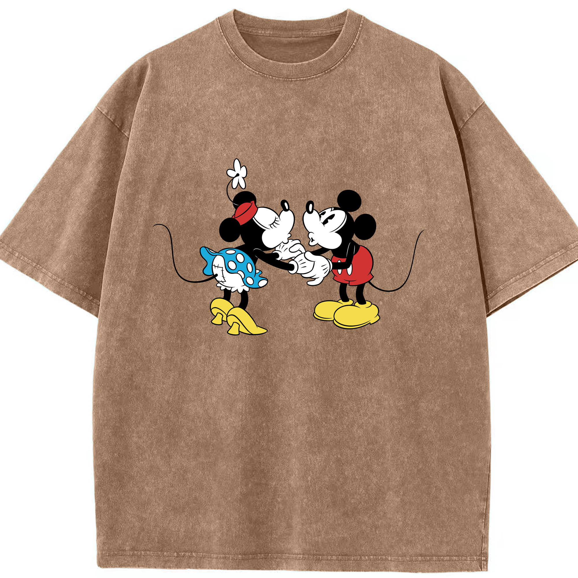（画像用） ミッキーマウス Mickey Mouse 綿100% ヴィンテージ風 半袖Tシャツ（フロントプリント）